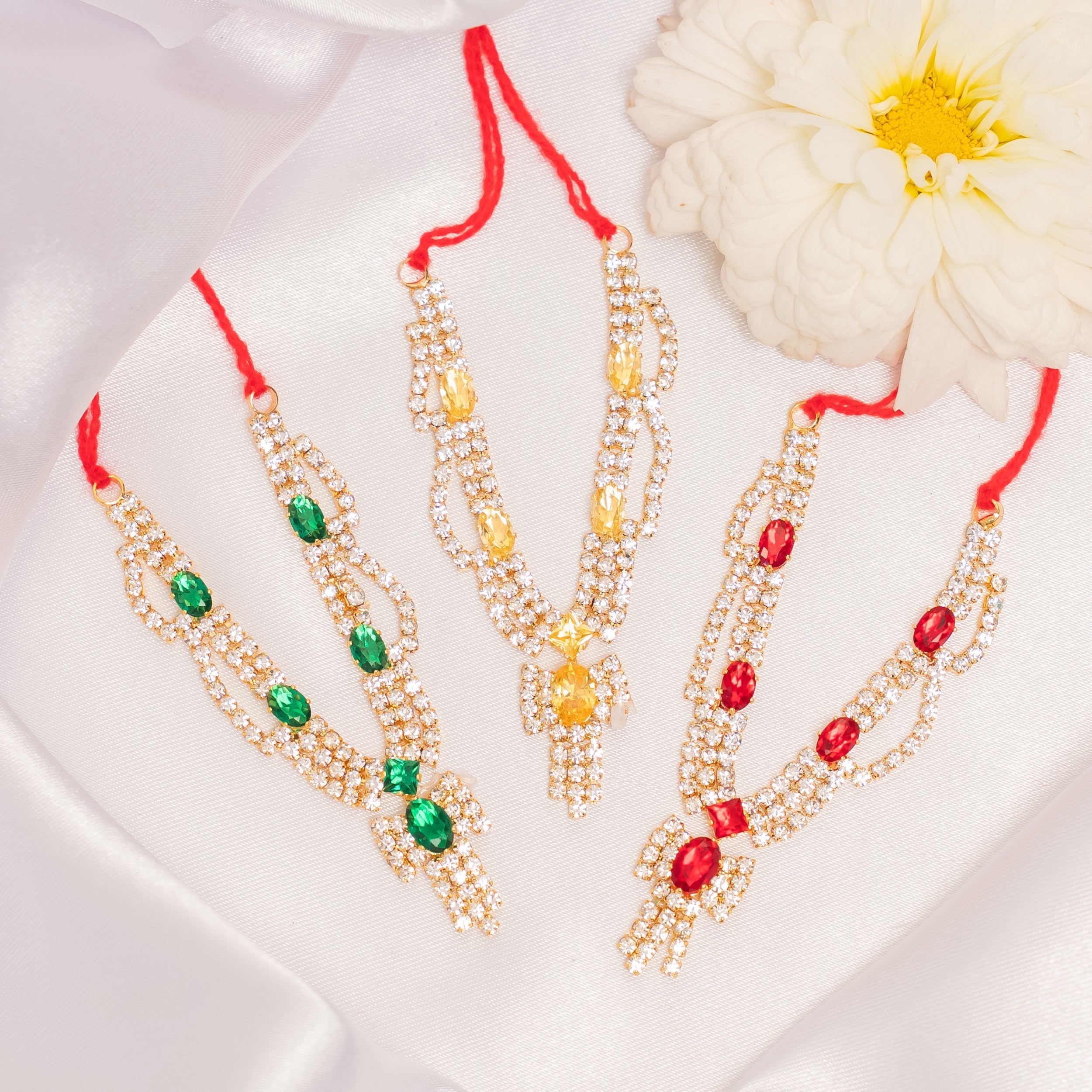 Divyam Shringar Handmade Necklace Set (Pack of 3) - Perfect for Laddu Gopal Dress, Kanha Ji Poshak, Bal Gopal Dress & Janmashtami Celebrations