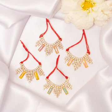 Handmade Kiran Ratna Necklace Set (Pack of 4) - Perfect for Laddu Gopal Dress, Kanha Ji Poshak, Bal Gopal Dress & Krishna Ji Dress for Janmashtami Festival