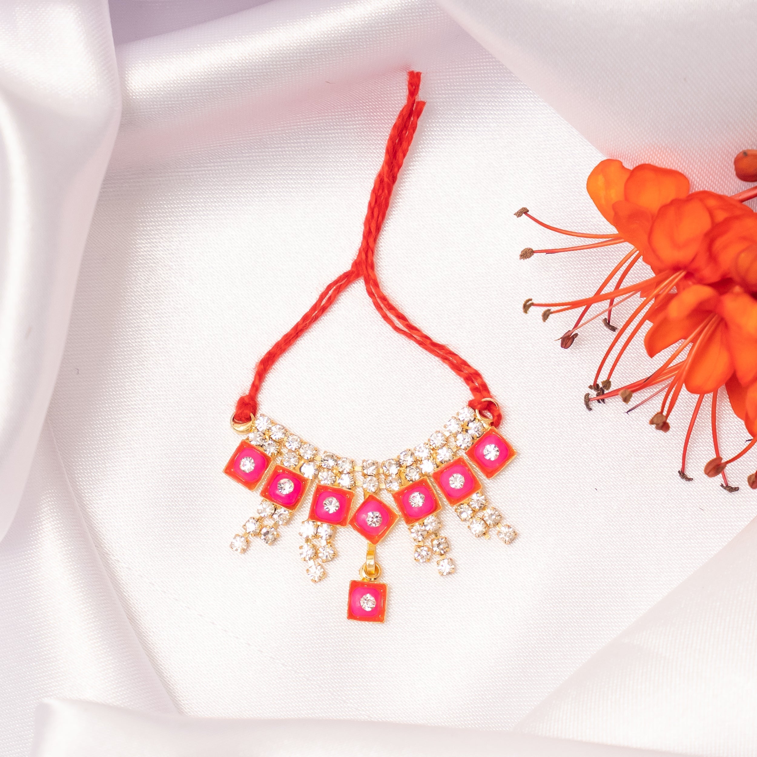 Handmade Rangoli Ratna Necklace Set (Pack of 3) - Perfect for Laddu Gopal Dress, Kanha Ji Poshak, Bal Gopal Dress & Janmashtami Celebrations