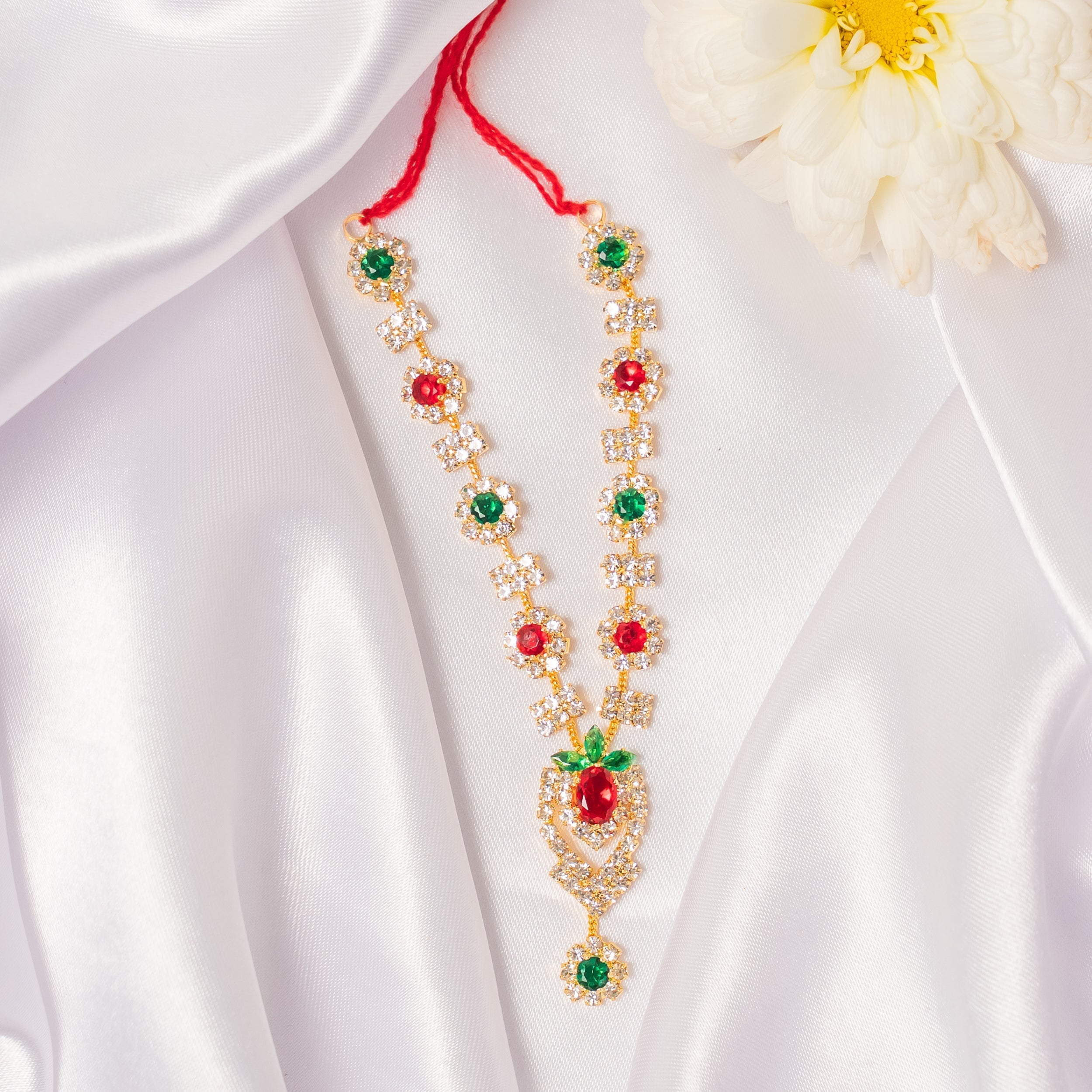 Handmade Pushp Ratna Necklace Set (Pack of 2) - Perfect for Laddu Gopal Dress, Kanha Ji Poshak, and Janmashtami Celebrations