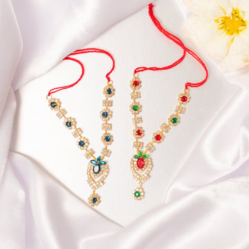 Handmade Ratna Pushpita Necklace Set (Pack of 2) - Perfect for Laddu Gopal Dress, Kanha Ji Poshak, Bal Gopal Dress, and Krishna Ji Dress for Janmashtami