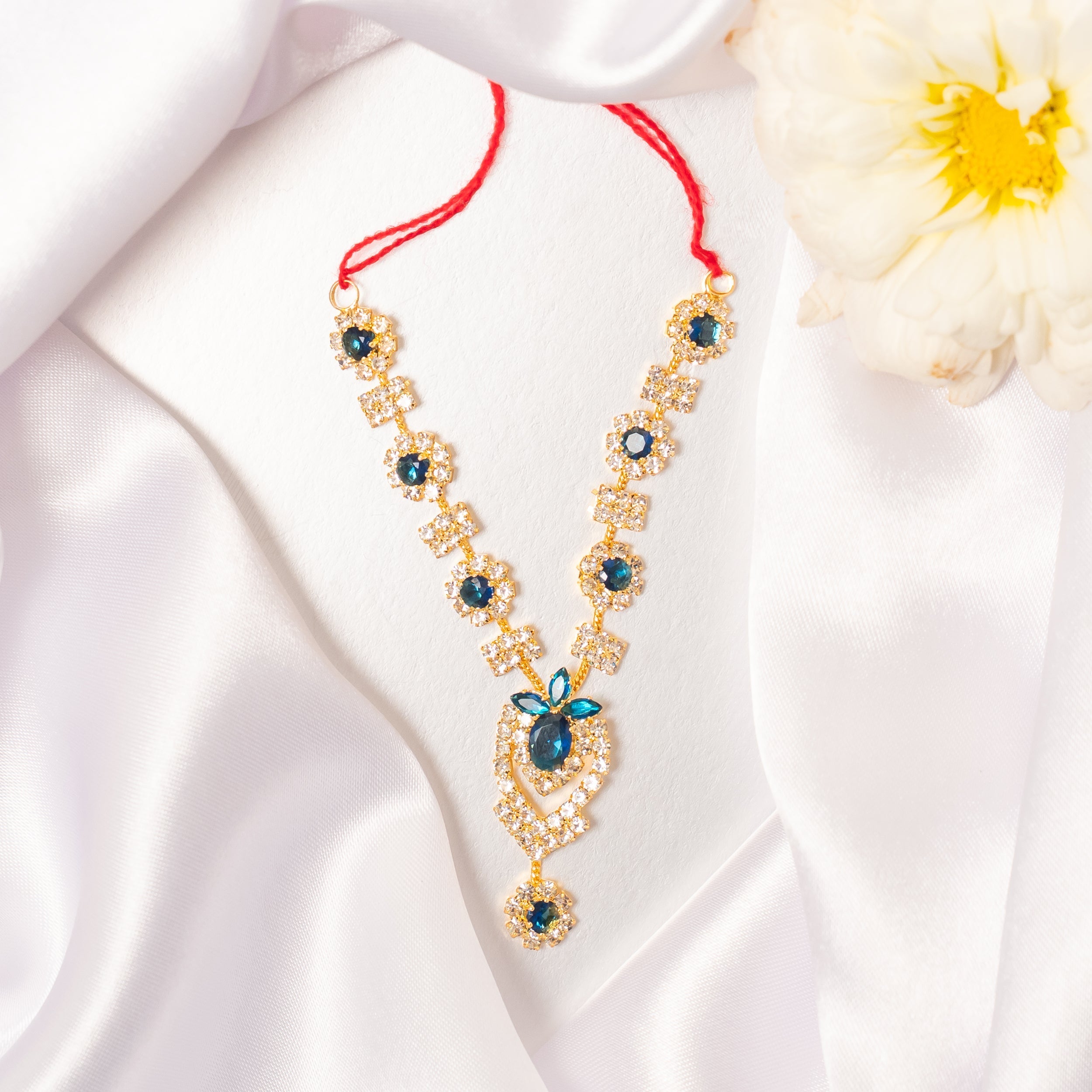 Handmade Ratna Pushpita Necklace Set (Pack of 2) - Perfect for Laddu Gopal Dress, Kanha Ji Poshak, Bal Gopal Dress, and Krishna Ji Dress for Janmashtami