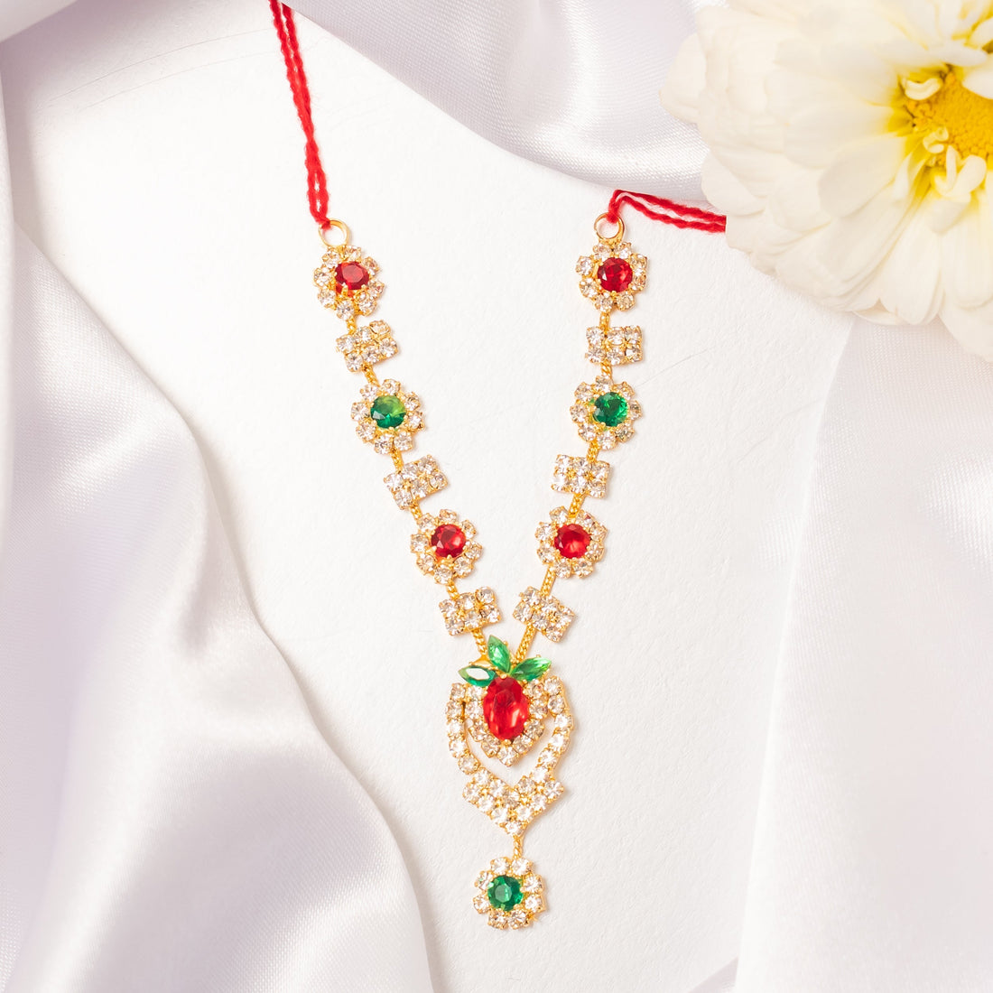 Handmade Padma Ratna Necklace Set (Pack of 2) - Perfect for Laddu Gopal Dress, Kanha Ji Poshak, Bal Gopal Dress & Janmashtami Celebrations