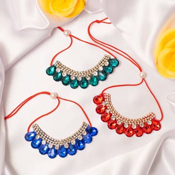 Triveni Ratna Necklace Set of 3 - Elegant Handmade Designs for Laddu Gopal Dress, Kanha Ji Poshak, Bal Gopal Dress & Krishna Ji Dress for Janmashtami