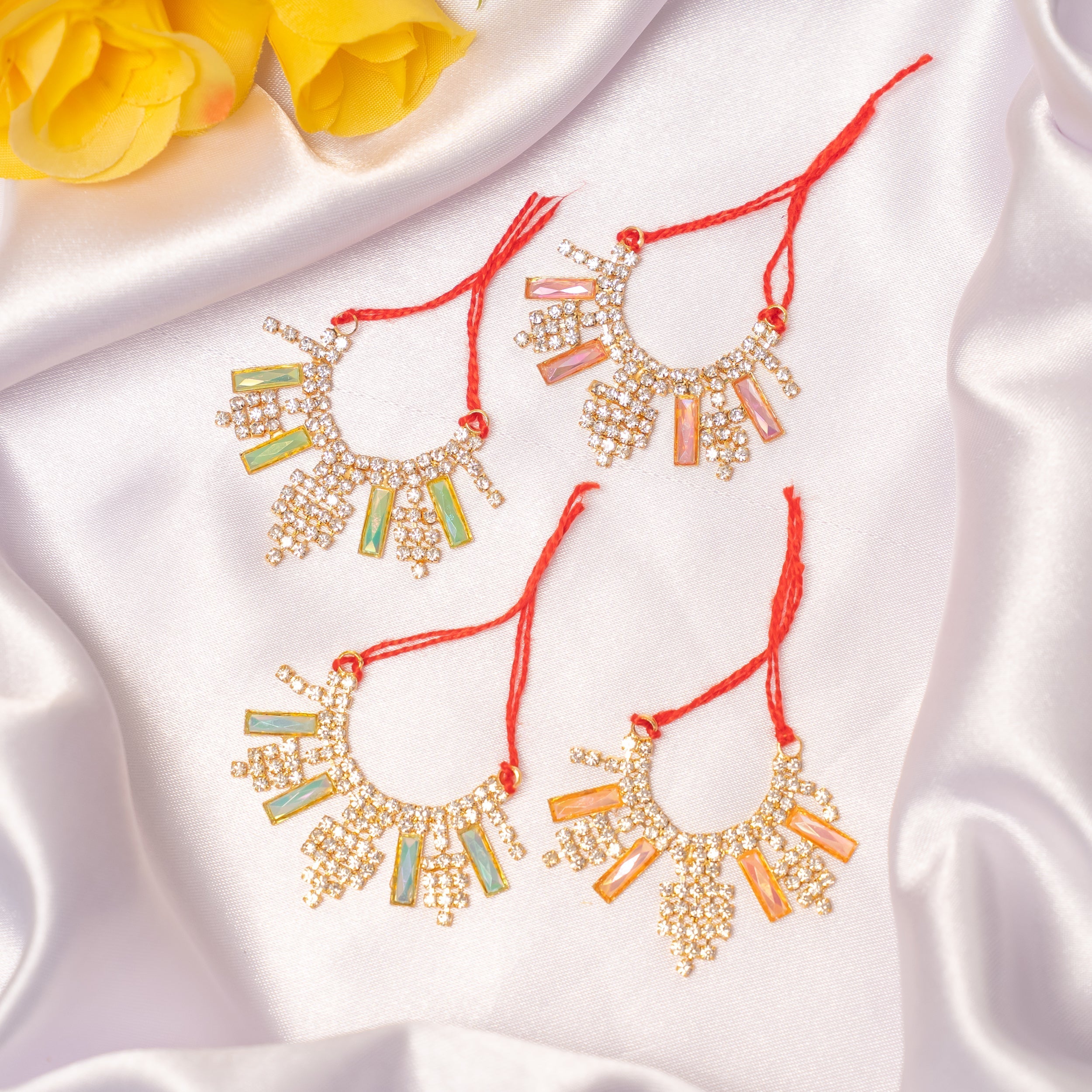 Handmade Kanak Shringar Necklace Set (Pack of 4) - Perfect for Laddu Gopal Dress, Kanha Ji Poshak, Bal Gopal Dress, and Krishna Ji Dress for Janmashtami