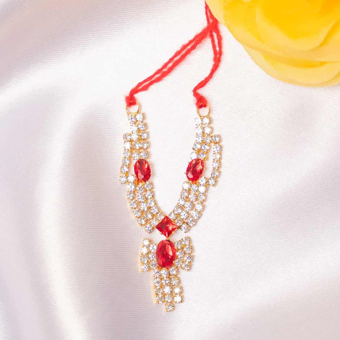 Handmade Ratna Kavach Necklace Set (Pack of 3) - Perfect for Laddu Gopal Dress, Kanha Ji Poshak, Bal Gopal Dress & Krishna Ji Dress for Janmashtami Festival