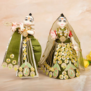 RK Set: Handmade Designer Laddu Gopal Dress & Poshak for Janmashtami - 6 Piece Set Featuring Laxmi Ji & Ganesh Ji - Perfect for Bal Gopal & Krishna Ji