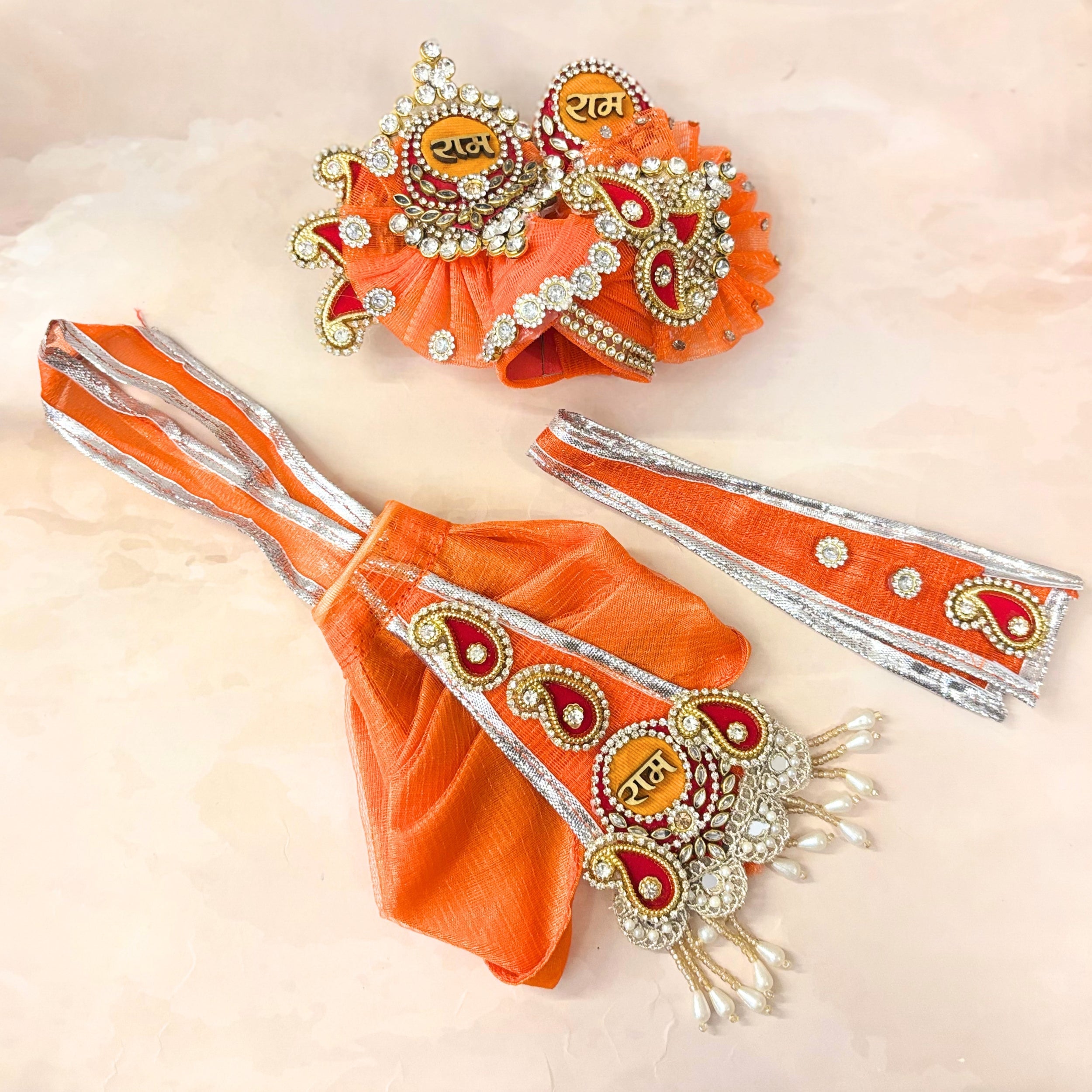 Handmade Designer Ramroop Radha Krishna Dress Set - Fancy Laddu Gopal Dress, Kanha Ji Poshak, Bal Gopal Dress for Janmashtami Festival