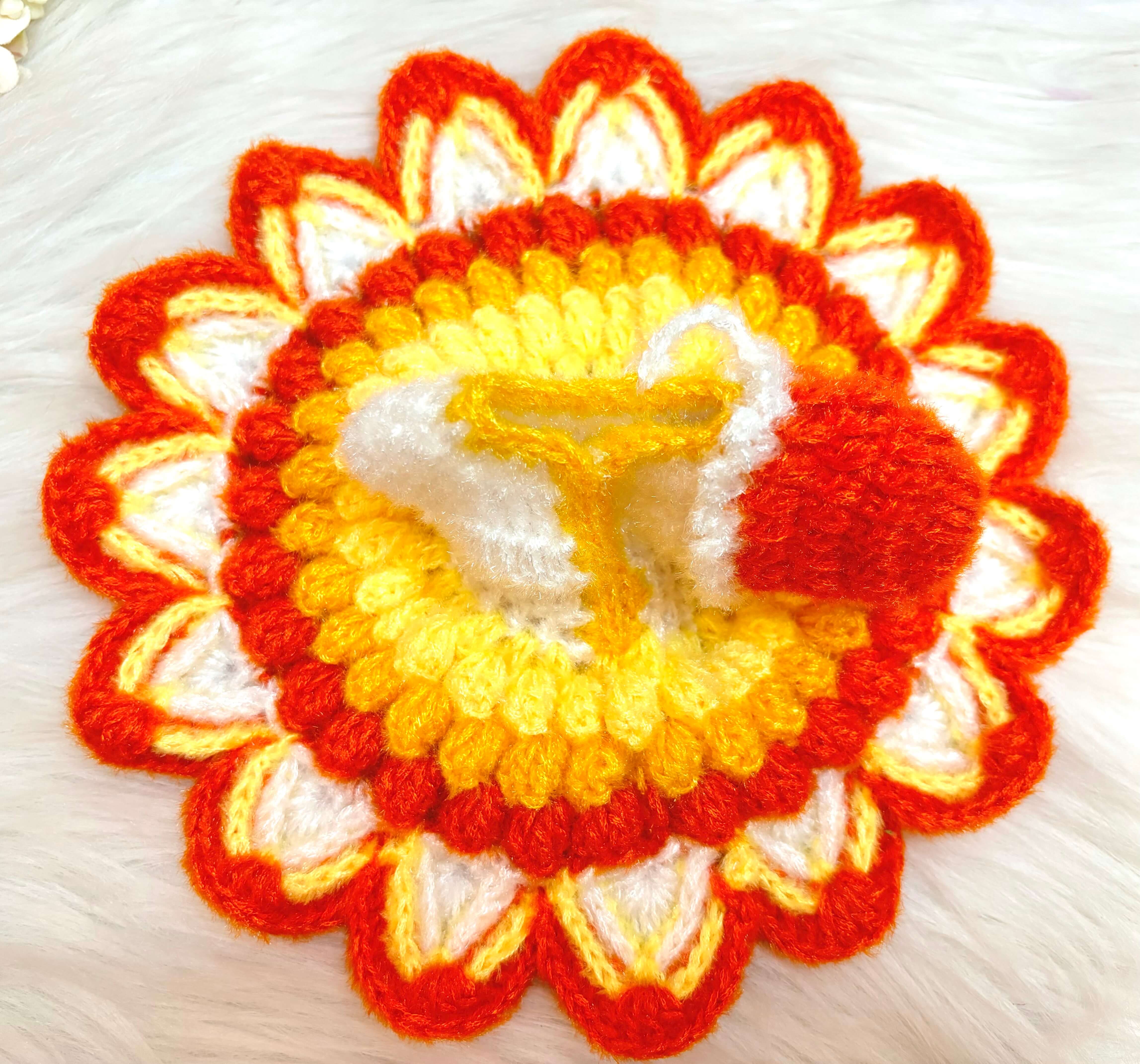 Handmade Sunflower Woollen Laddu Gopal Dress - Designer Poshak for Kanha Ji, Bal Gopal & Krishna Ji - Perfect for Janmashtami Celebrations
