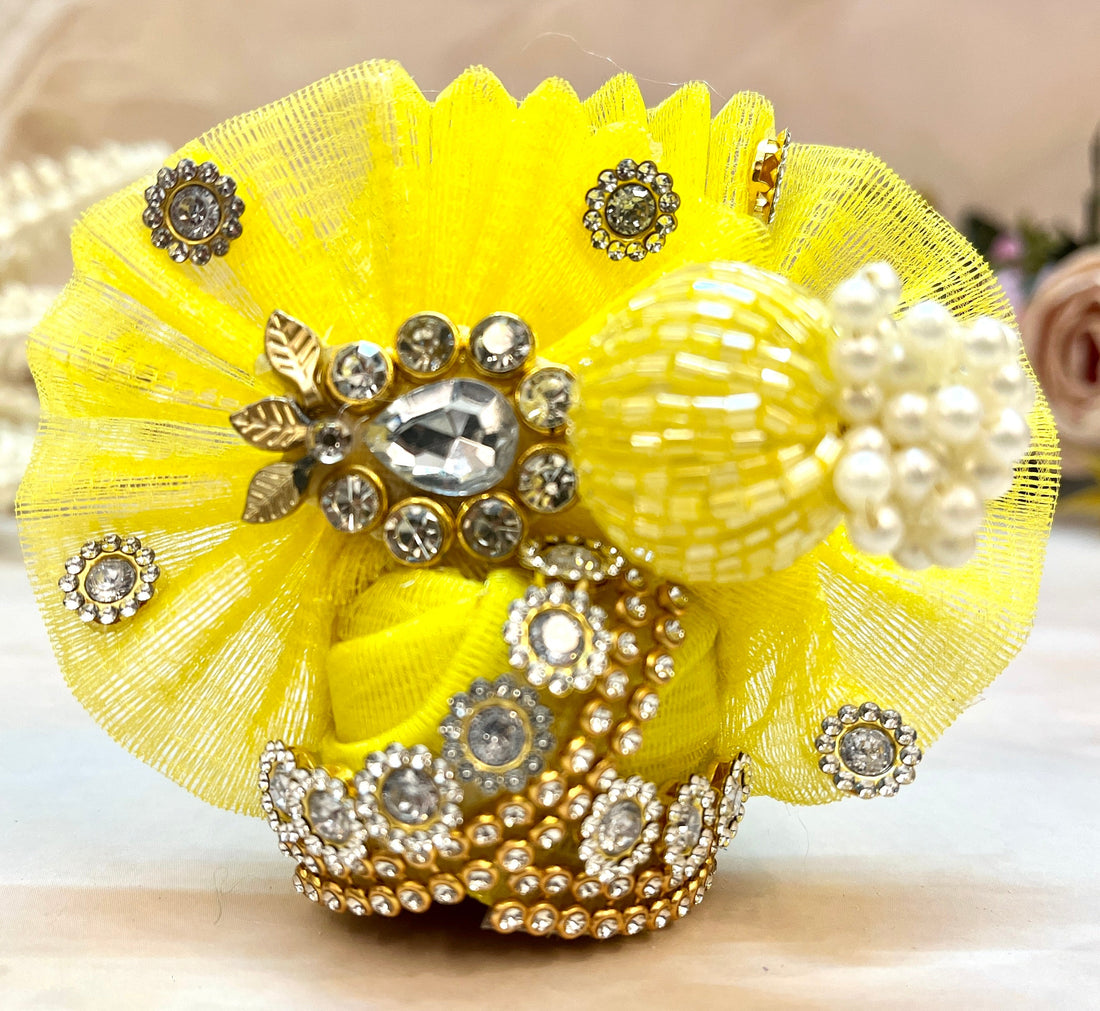 Handmade Pastel Yellow Heavy Jerken Laddu Gopal Dress - Designer Kanha Ji Poshak for Janmashtami, Fancy Bal Gopal Dress & Krishna Ji Dress