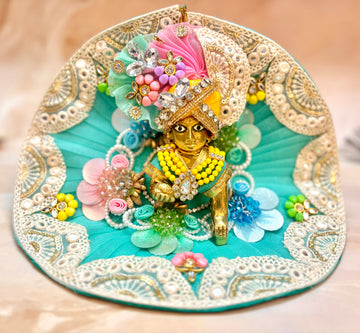 Handmade Sea Green Laddu Gopal Dress - Designer Kanha Ji Poshak for Janmashtami, Fancy Bal Gopal Dress, Krishna Ji Outfit