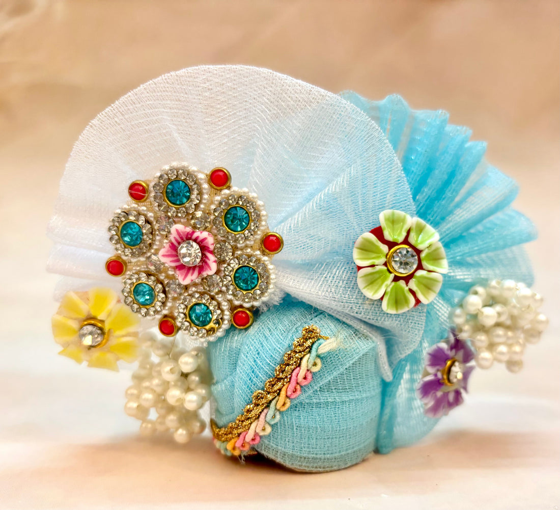 Handmade Pastel Blue Laddu Gopal Dress - Designer Kanha Ji Poshak for Janmashtami, Fancy Bal Gopal Dress, Krishna Ji Dress