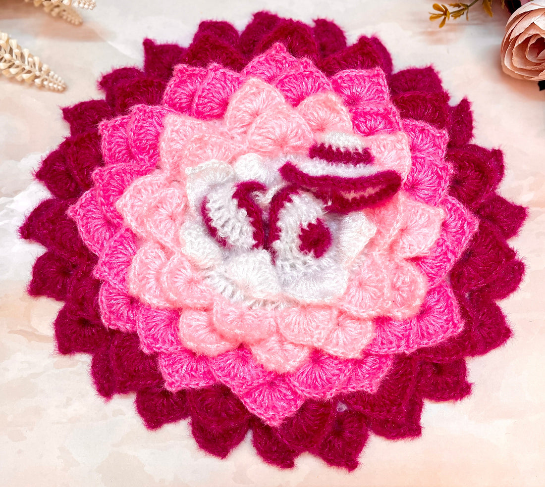 Handmade Magenta & White Lotus Woollen Laddu Gopal Dress - Designer Kanha Ji Poshak for Janmashtami, Fancy Bal Gopal & Krishna Ji Dress
