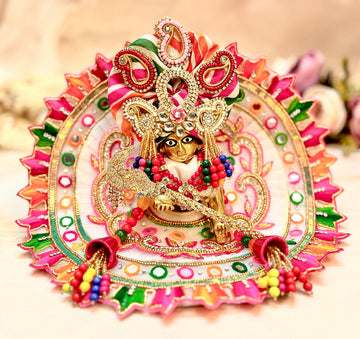 Luxe Handmade Holi Special 4-Piece Laddu Gopal Dress Set | Designer Kanha Ji Poshak & Bal Gopal Dress for Janmashtami Festival
