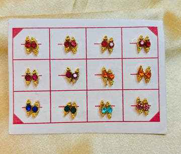 Small Stone Sticky Earrings for Laddu Gopal ji (Pack of 12 pairs) (Free Size)