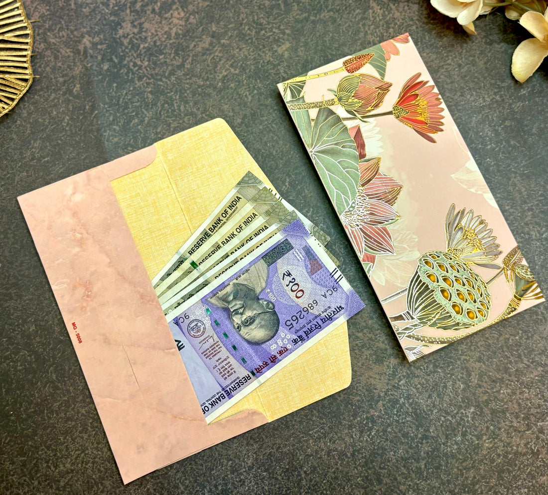 Artistic Goldfoil Paper Money Envelopes - Pack of 10 | Perfect for Janmashtami Gifts & Laddu Gopal Dress Celebrations