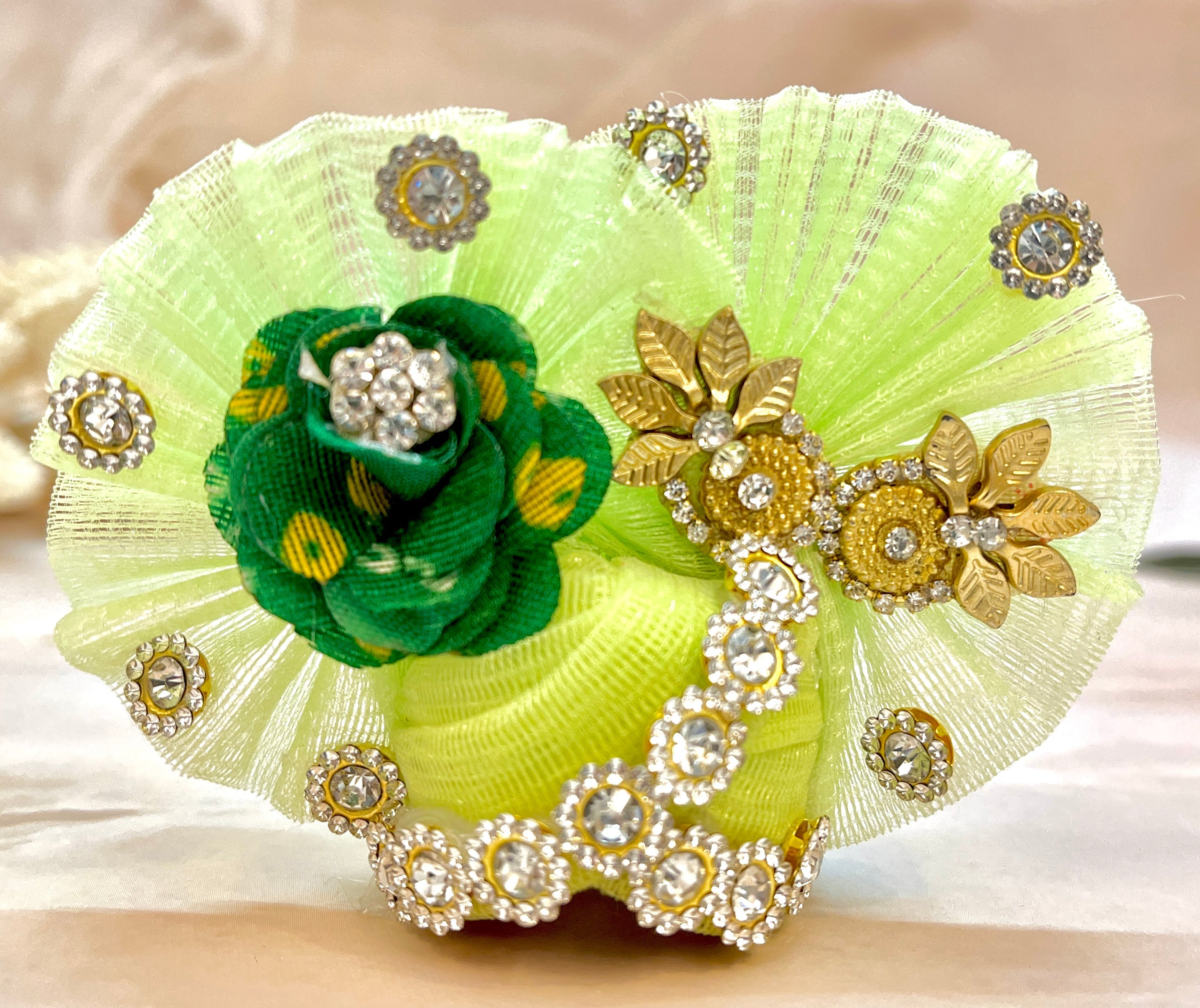 Handmade Green Motif Laddu Gopal Dress with Pearls | Designer Kanha Ji Poshak for Janmashtami | Fancy Bal Gopal Dress | Krishna Ji Dress