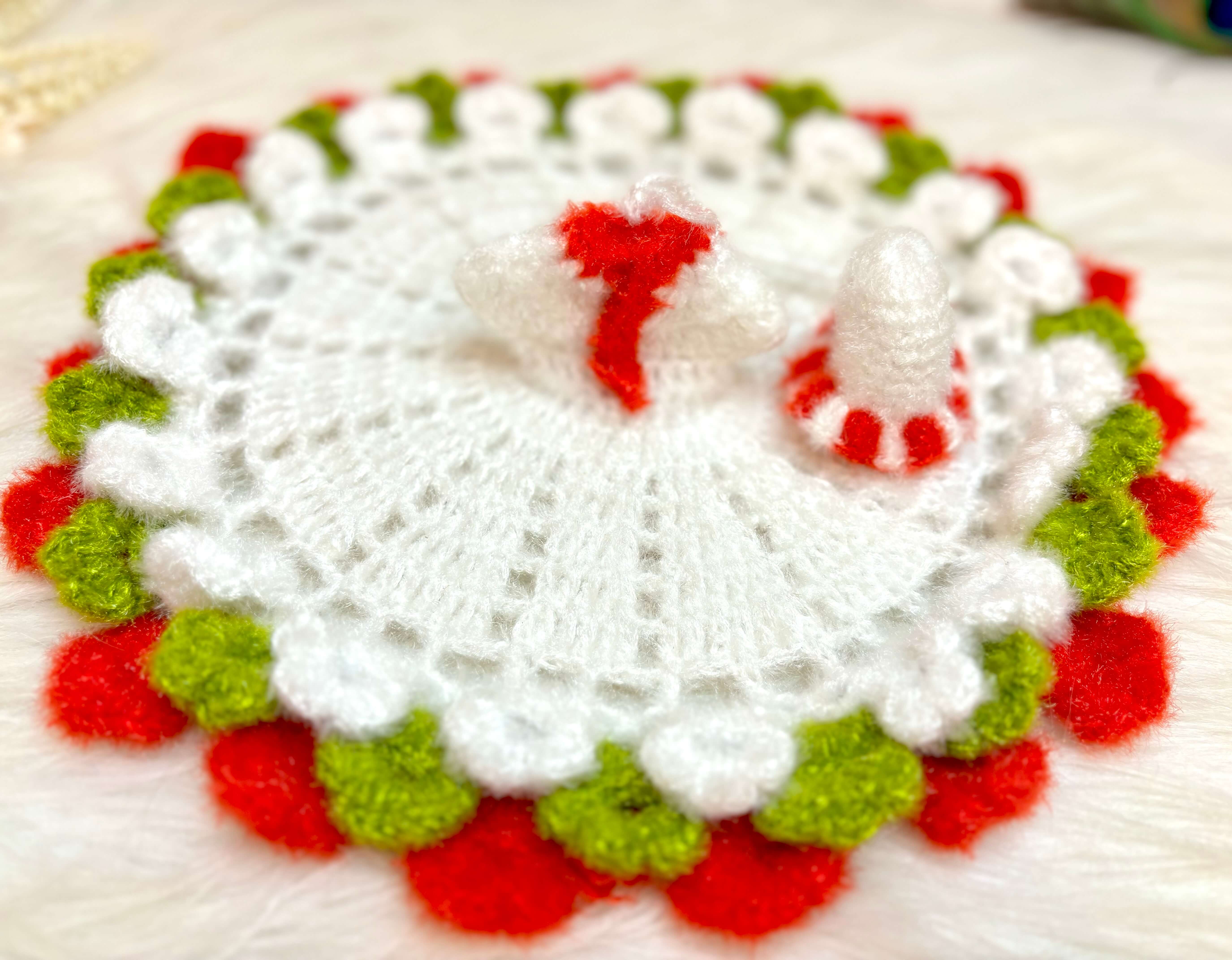 Handmade Red & White Woollen Laddu Gopal Dress - Designer Kanha Ji Poshak for Janmashtami, Fancy Bal Gopal Dress, Krishna Ji Dress
