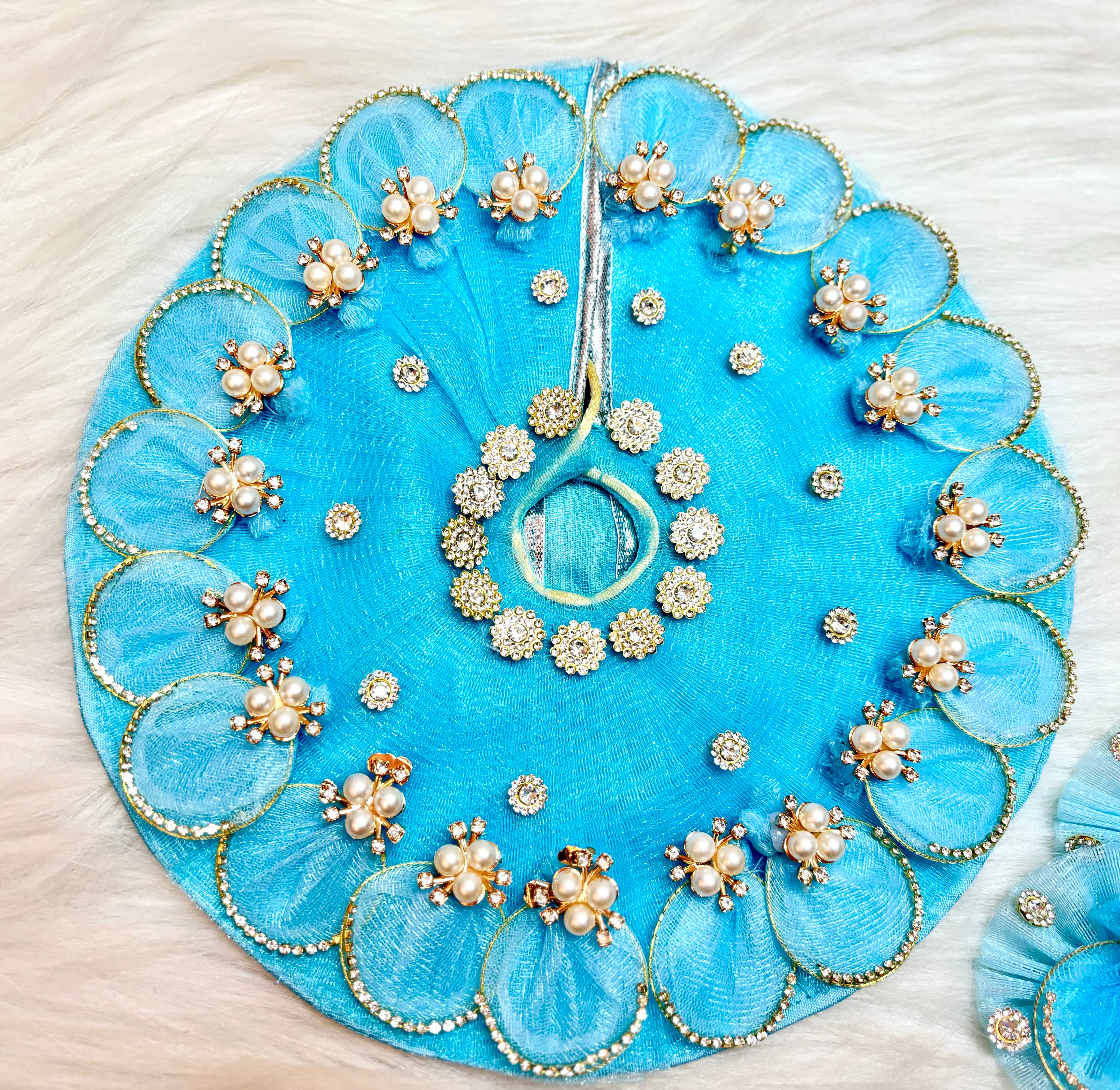 Handmade Sky Blue Laddu Gopal Dress - Designer Kanha Ji Poshak for Janmashtami, Fancy Bal Gopal Dress, Krishna Ji Outfit