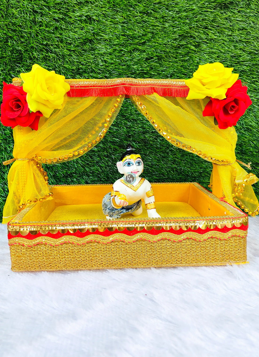Flower heavy bed tokari for laddu gopal ji