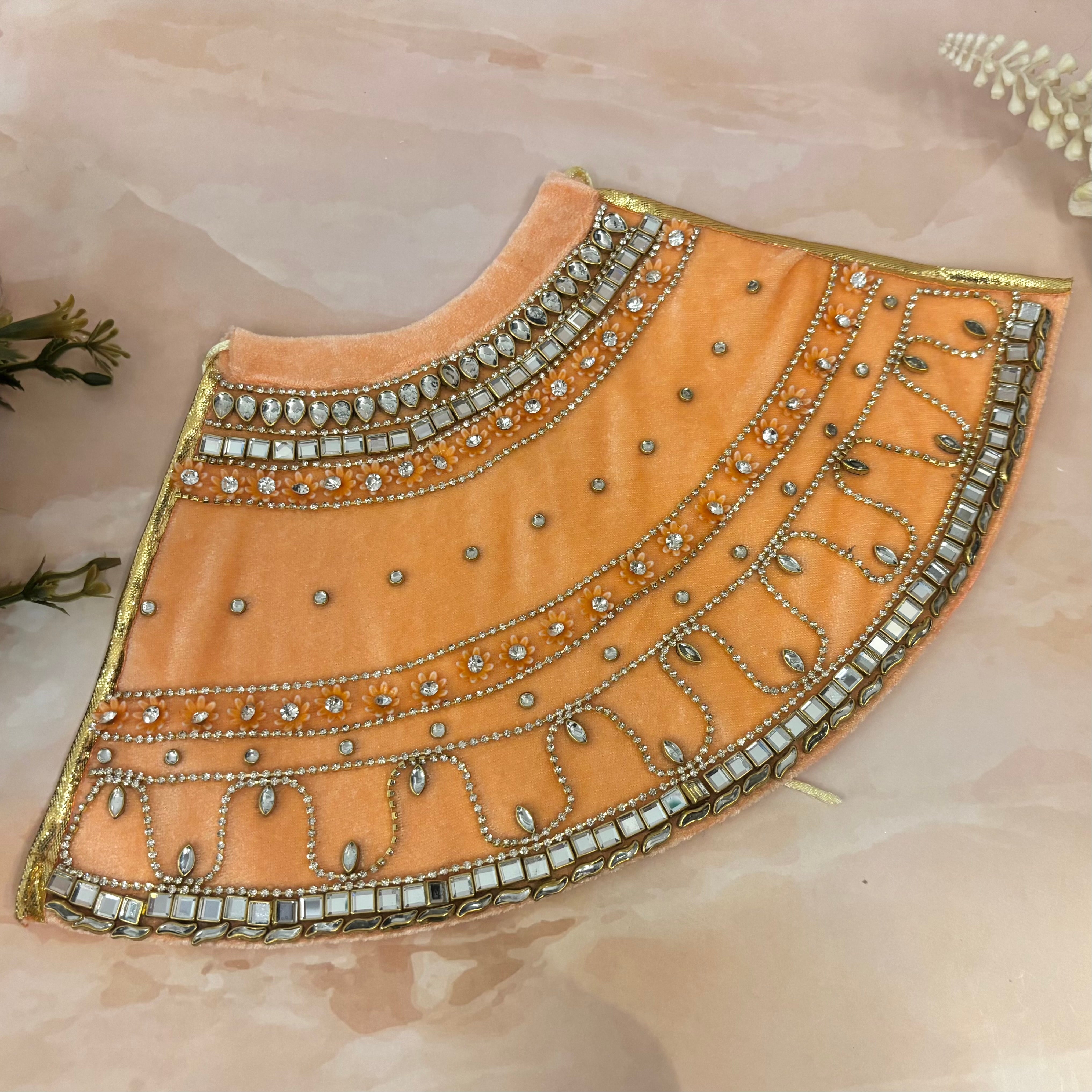 Handmade Peach Velvet Laddu Gopal Dress | Designer Kanha Ji Poshak for Janmashtami | Fancy Bal Gopal & Krishna Ji Dress