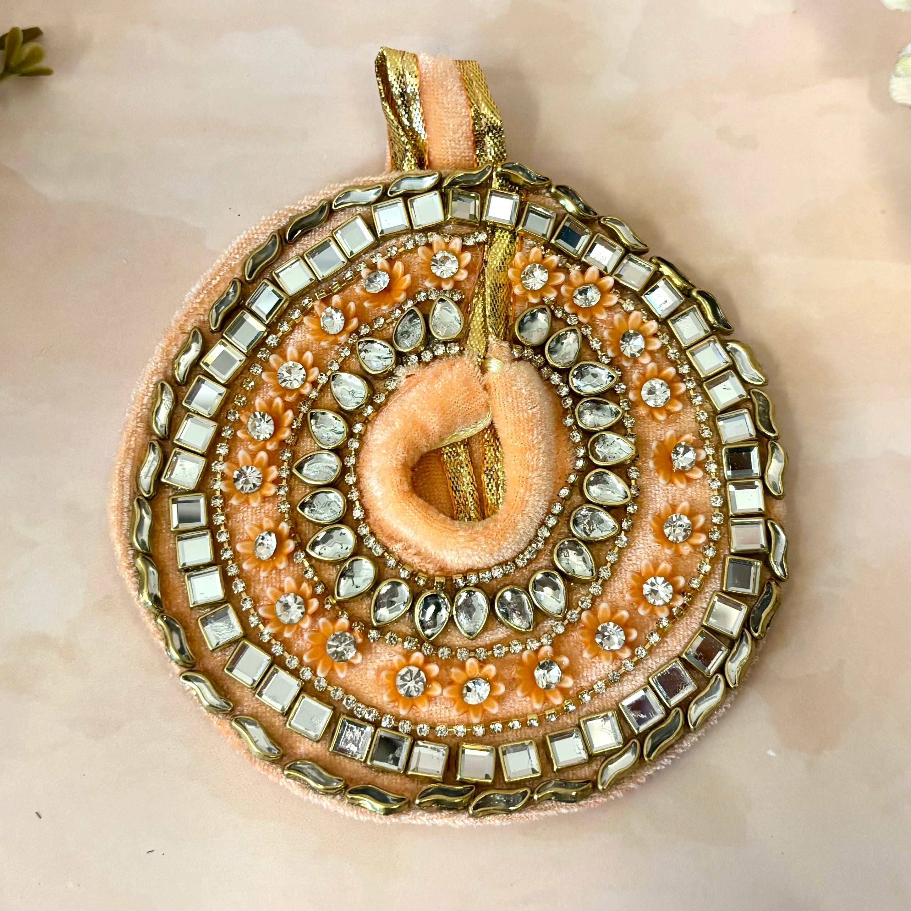 Handmade Peach Velvet Laddu Gopal Dress - Designer Kanha Ji Poshak, Fancy Bal Gopal Dress for Janmashtami Celebrations