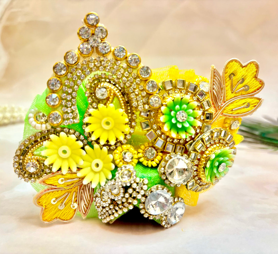 Handmade Teej Special Heavy Green Laddu Gopal Dress | Designer Kanha Ji Poshak for Janmashtami | Fancy Bal Gopal Dress & Krishna Ji Outfit