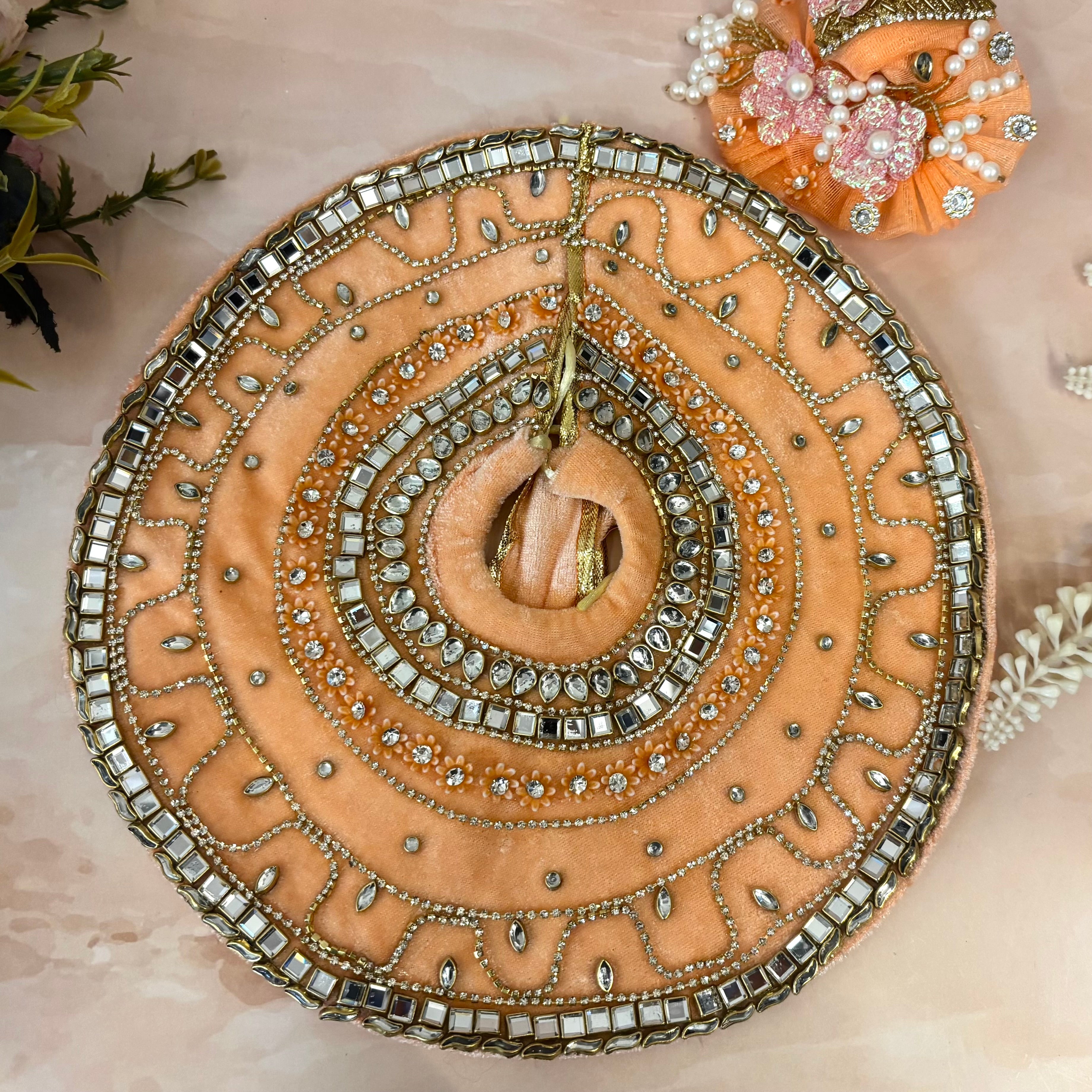 Handmade Peach Velvet Laddu Gopal Dress - Designer Kanha Ji Poshak, Fancy Bal Gopal Dress for Janmashtami Celebrations