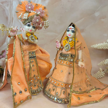 Handmade Peach Velvet Laddu Gopal Dress | Designer Kanha Ji Poshak for Janmashtami | Fancy Bal Gopal & Krishna Ji Dress