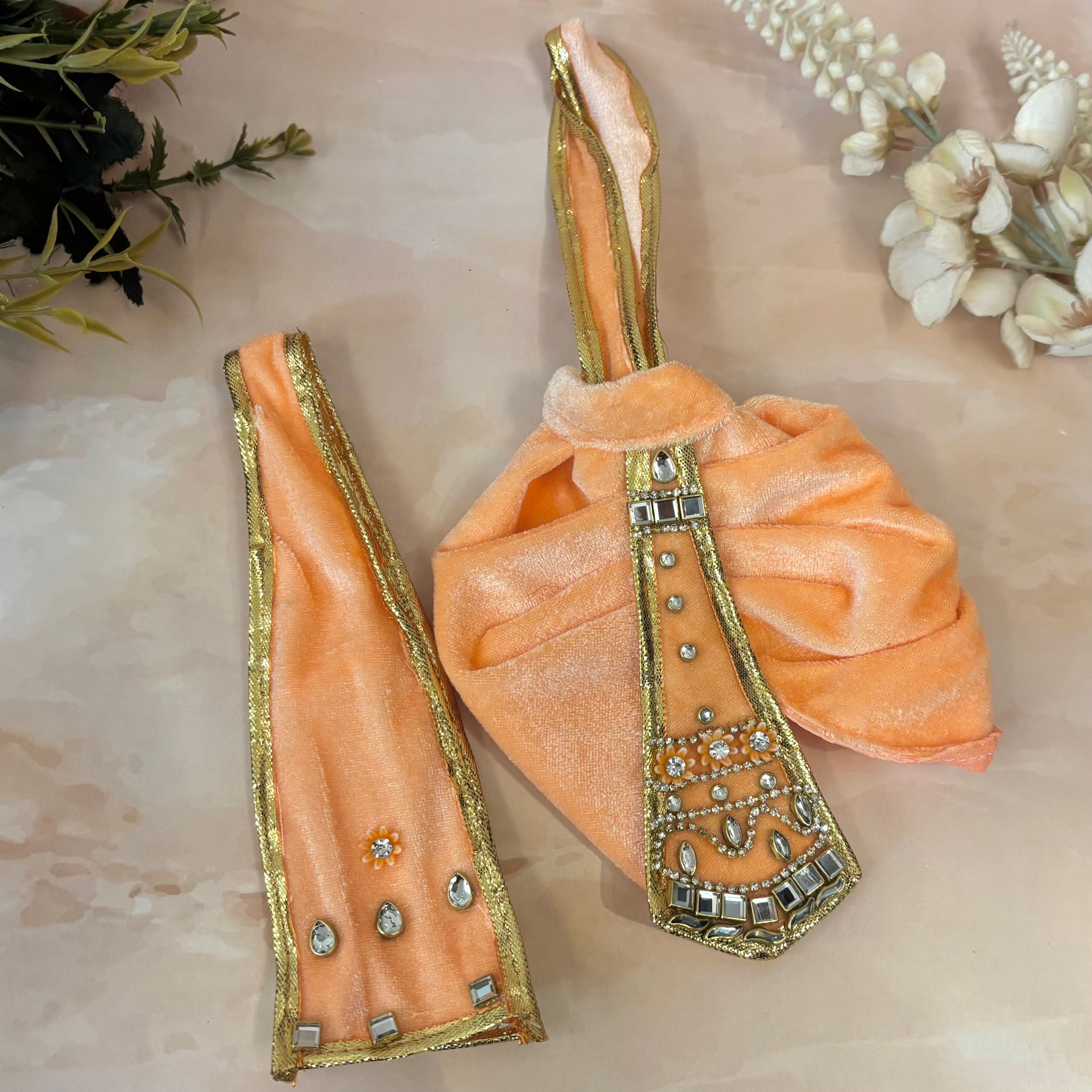 Handmade Peach Velvet Laddu Gopal Dress | Designer Kanha Ji Poshak for Janmashtami | Fancy Bal Gopal & Krishna Ji Dress