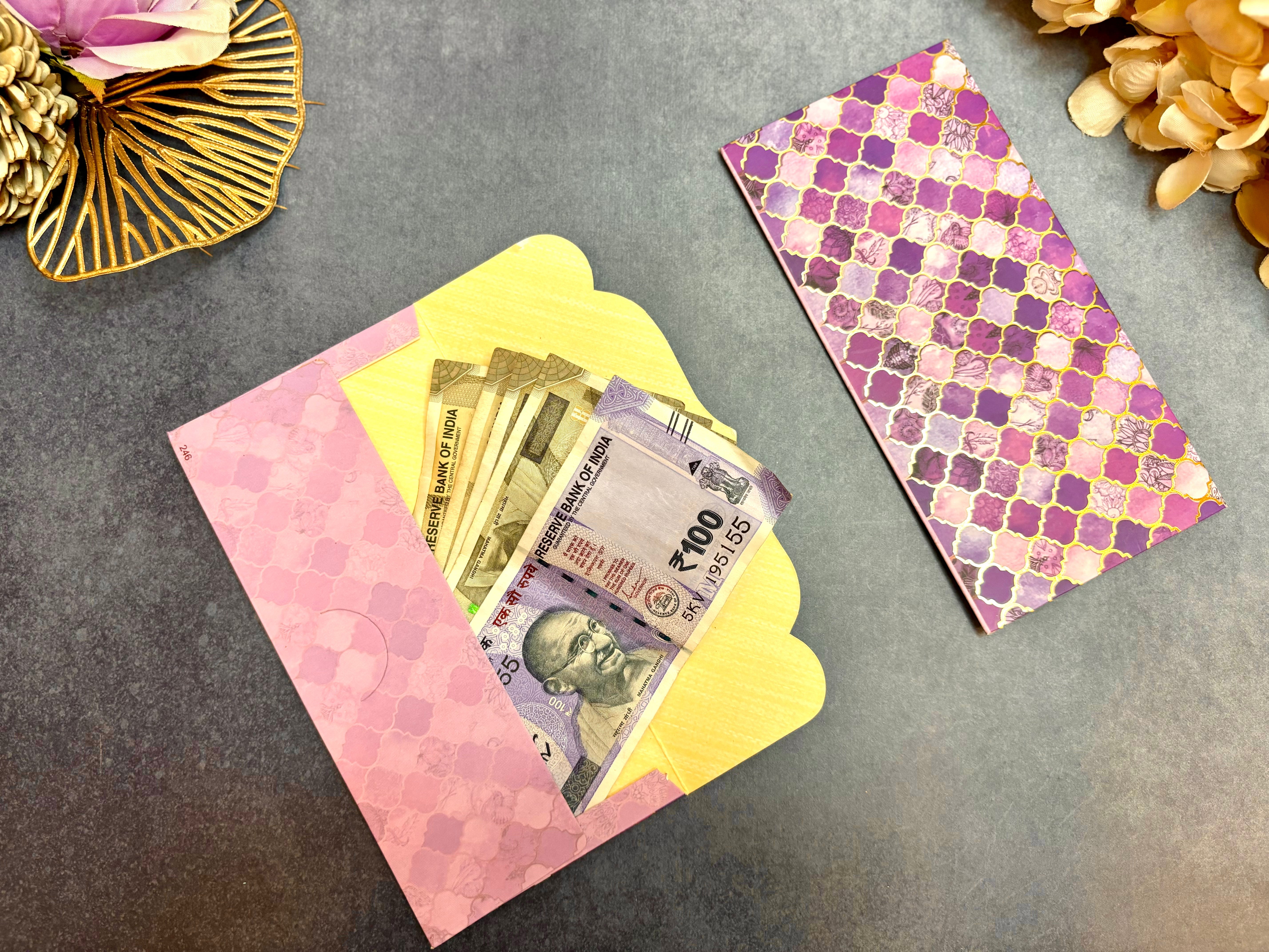 Handmade Moroccan Goldfoil Paper Money Envelopes - Pack of 10 for Janmashtami Celebrations | Perfect for Laddu Gopal Dress, Kanha Ji Poshak, and Bal Gopal Dress