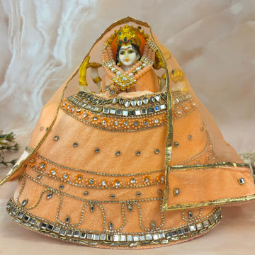 Handmade Peach Velvet Laddu Gopal Dress | Designer Kanha Ji Poshak for Janmashtami | Fancy Bal Gopal & Krishna Ji Dress