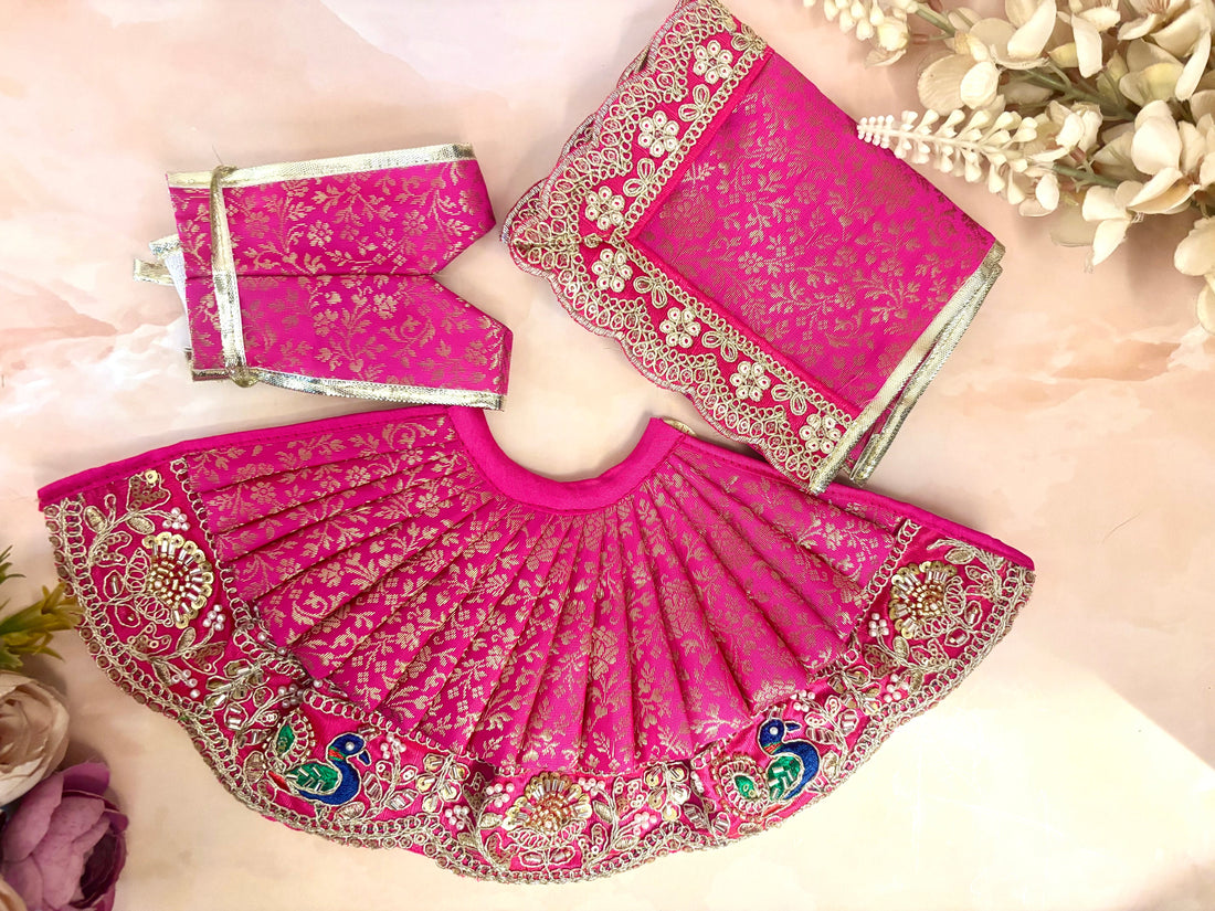 Handmade Rajshri Mata Rani Dress - Designer Laddu Gopal Poshak, Fancy Kanha Ji Dress for Janmashtami, Bal Gopal & Krishna Ji Celebration