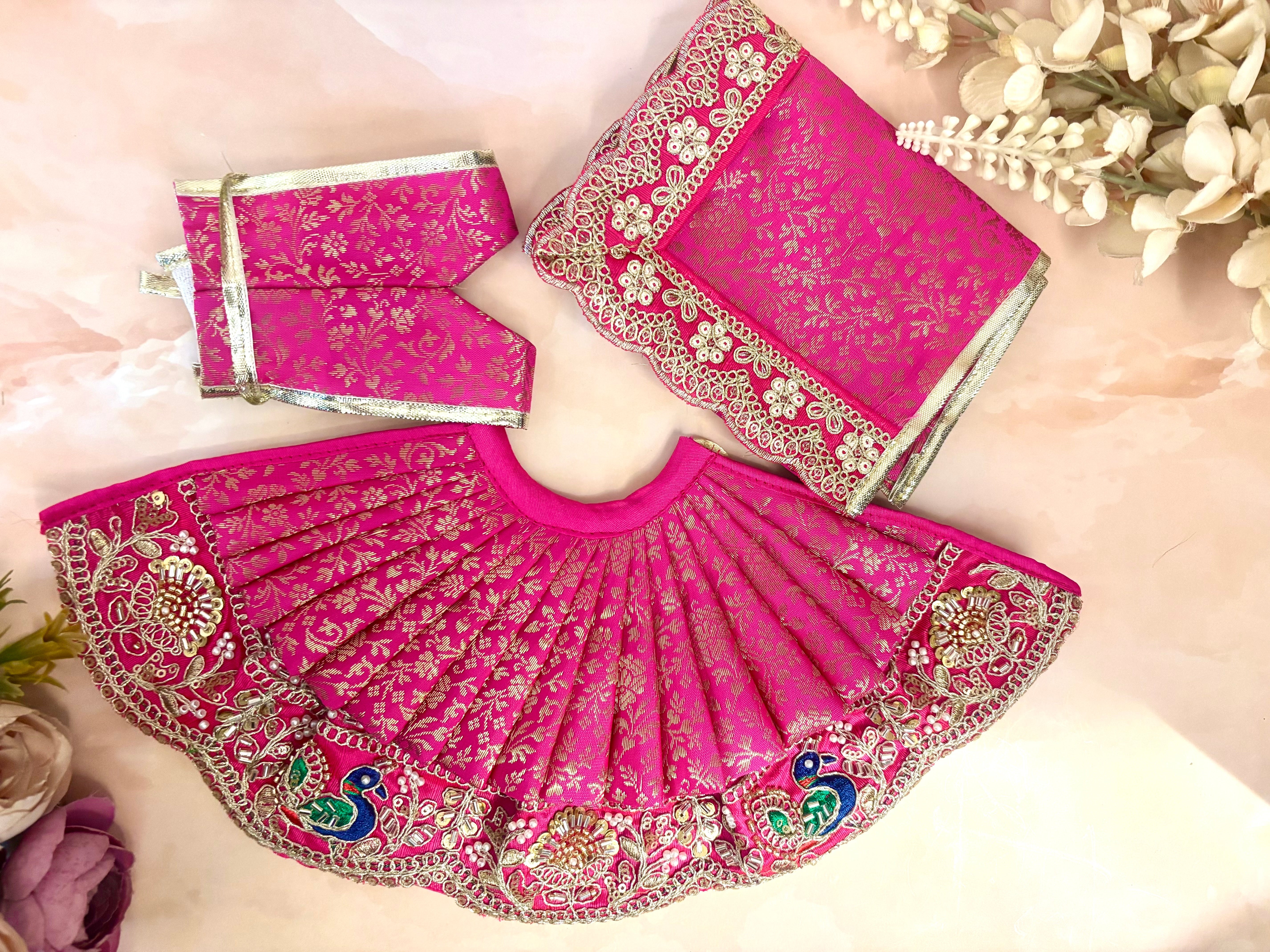 Handmade Rajshri Mata Rani Dress - Designer Laddu Gopal Poshak, Fancy Kanha Ji Dress for Janmashtami, Bal Gopal & Krishna Ji Celebration