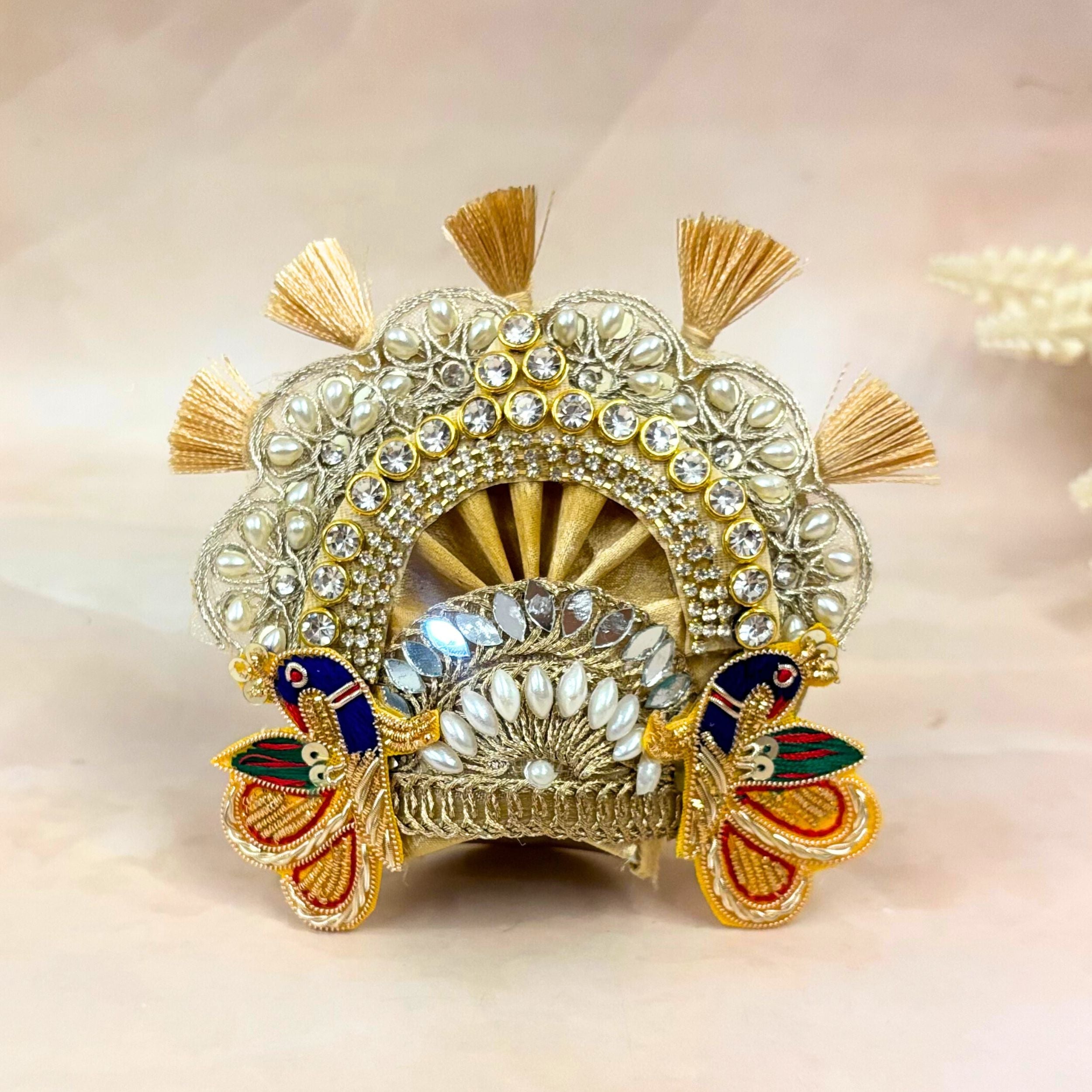 Handmade Suvarṇachandra Laddu Gopal Dress - Designer Kanha Ji Poshak, Fancy Bal Gopal Dress for Janmashtami Celebrations