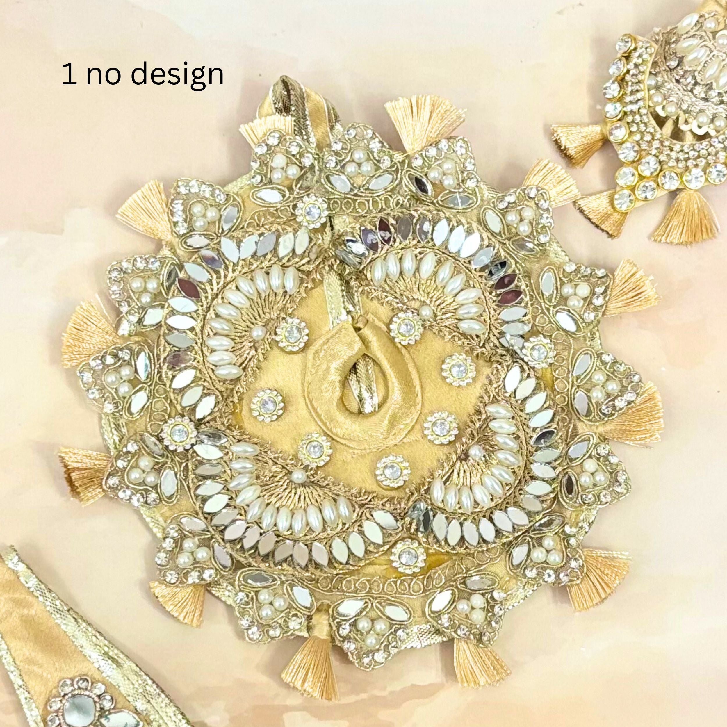 Handmade Suvarṇachandra Laddu Gopal Dress - Designer Kanha Ji Poshak for Janmashtami, Fancy Bal Gopal Dress, Krishna Ji Dress