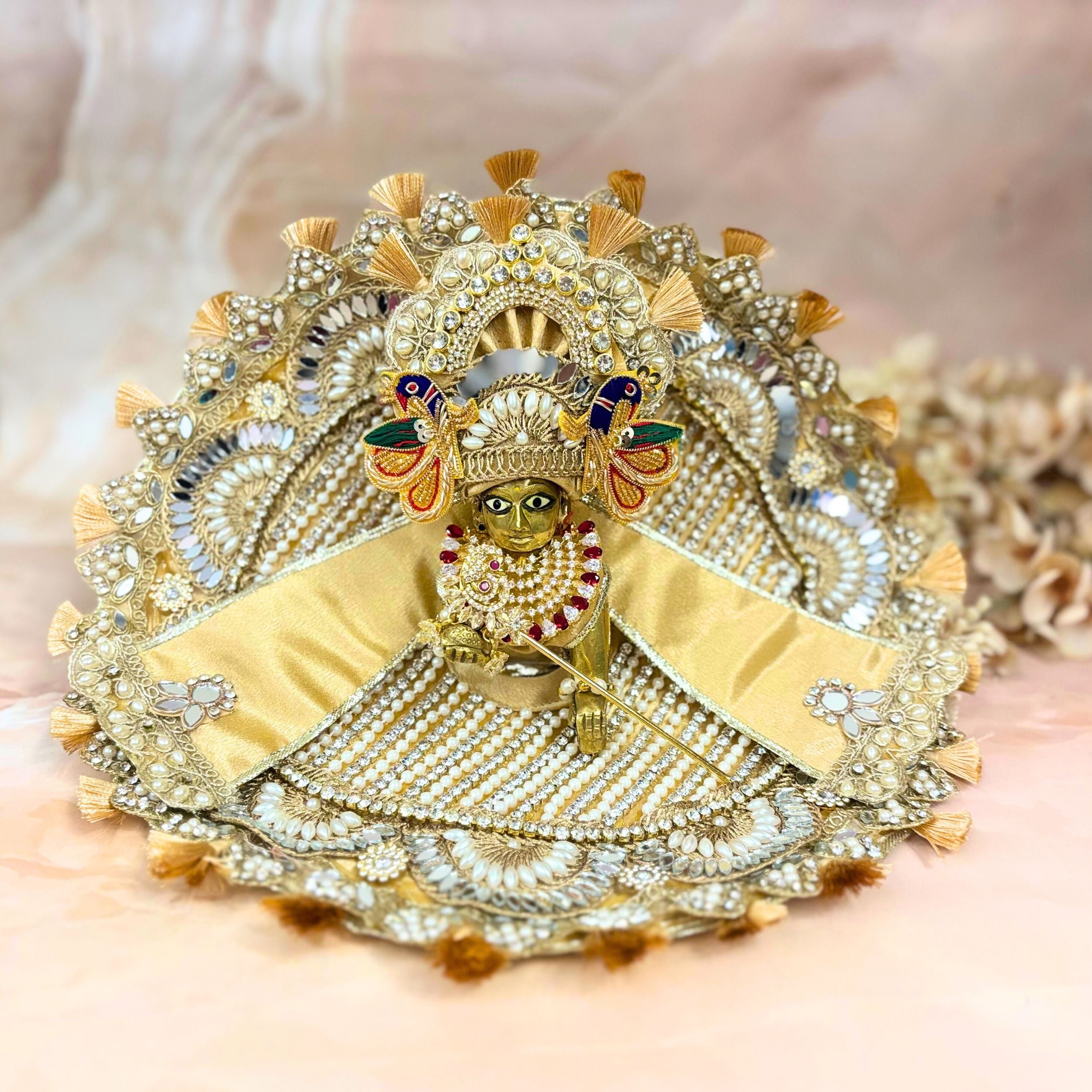 Handmade Suvarṇachandra Laddu Gopal Dress - Designer Kanha Ji Poshak for Janmashtami, Fancy Bal Gopal Dress, Krishna Ji Dress