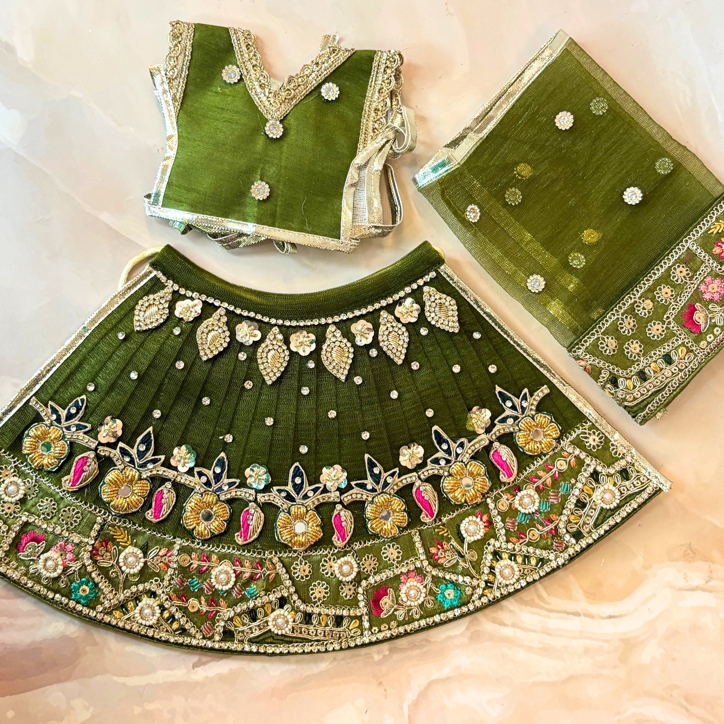 Handmade Luxe Padmavati Durga Maa Dress - Designer Laddu Gopal Poshak, Fancy Kanha Ji Dress for Janmashtami, Bal Gopal & Krishna Ji Dress
