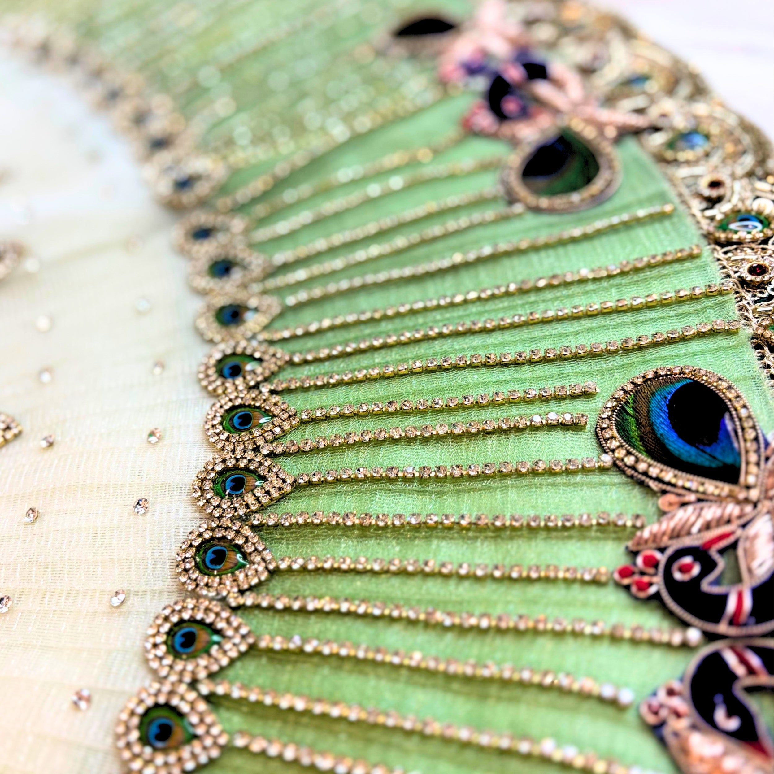 Handmade Luxe Mayurangi Durga Maa Dress - Designer Laddu Gopal Poshak, Fancy Kanha Ji Dress for Janmashtami & Festivals, Bal Gopal & Krishna Ji Dress
