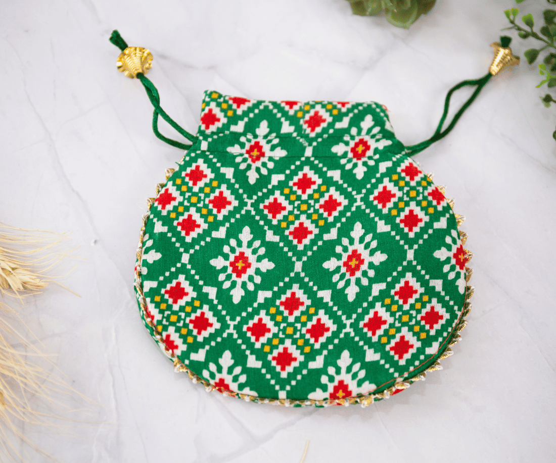 Handmade Small Leheriya Potli Bags (Pack of 10) in Mix Colors - Perfect for Laddu Gopal Dress, Kanha Ji Poshak, and Janmashtami Celebrations