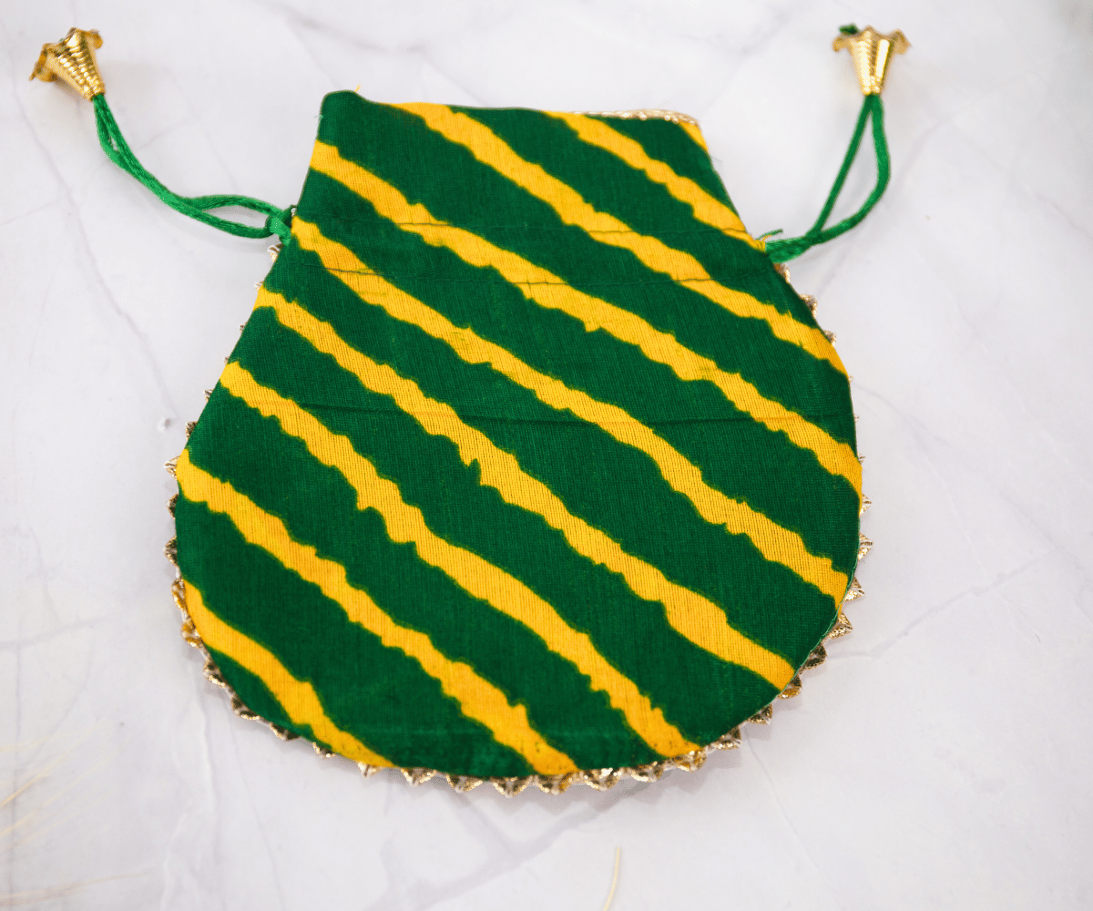 Handmade Small Leheriya Potli Bags (Pack of 10) in Mix Colors - Perfect for Laddu Gopal Dress, Kanha Ji Poshak, and Janmashtami Celebrations
