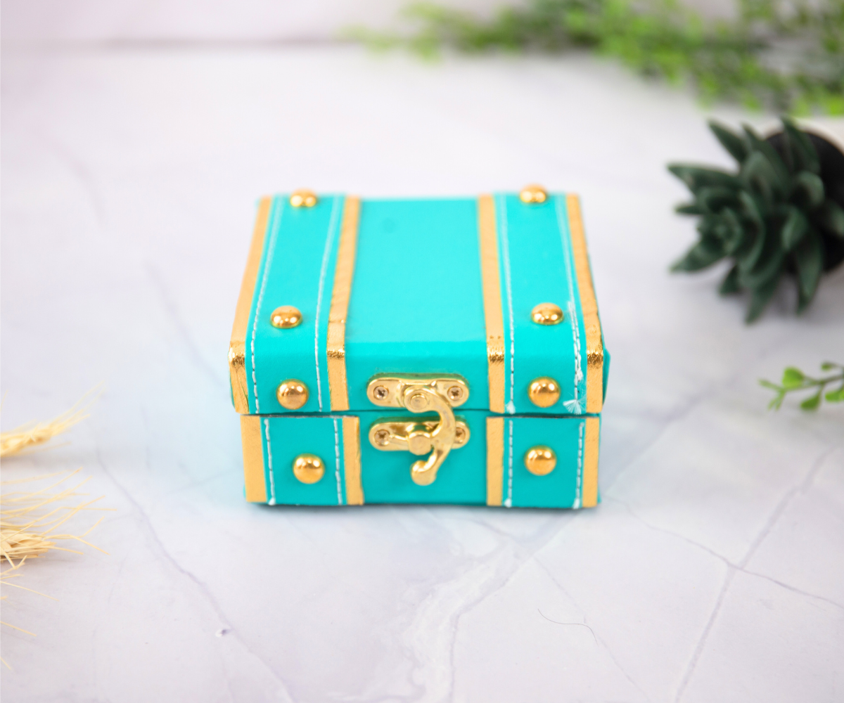 Handmade Red & Teal Small Trunk Box (Pack of 2) - Perfect for Storing Laddu Gopal Dress, Kanha Ji Poshak & Bal Gopal Dress for Janmashtami Festival