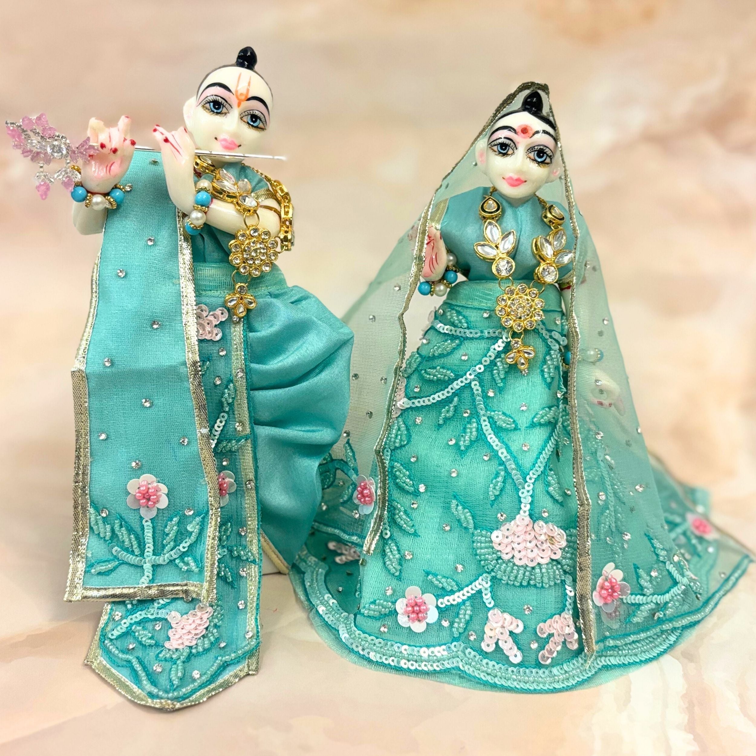 Handmade Designer Radha Krishna Dress - Fancy Laddu Gopal Poshak for Janmashtami, Bal Gopal Dress, Kanha Ji Dress & Krishna Ji Poshak