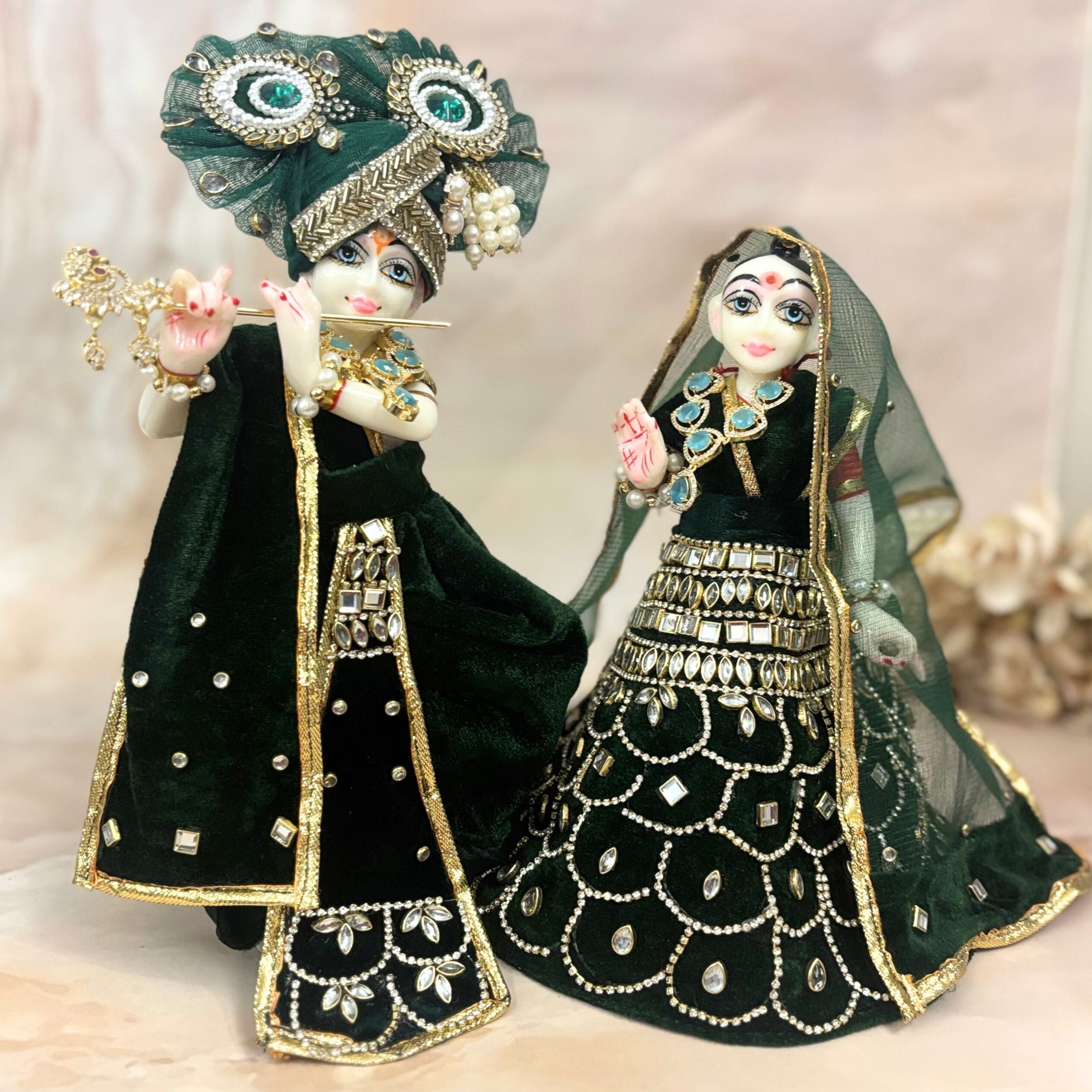 Handmade Rajvastra Radha Krishna Kundan Dress - Designer Laddu Gopal Dress, Kanha Ji Poshak, Bal Gopal Dress for Janmashtami Festival