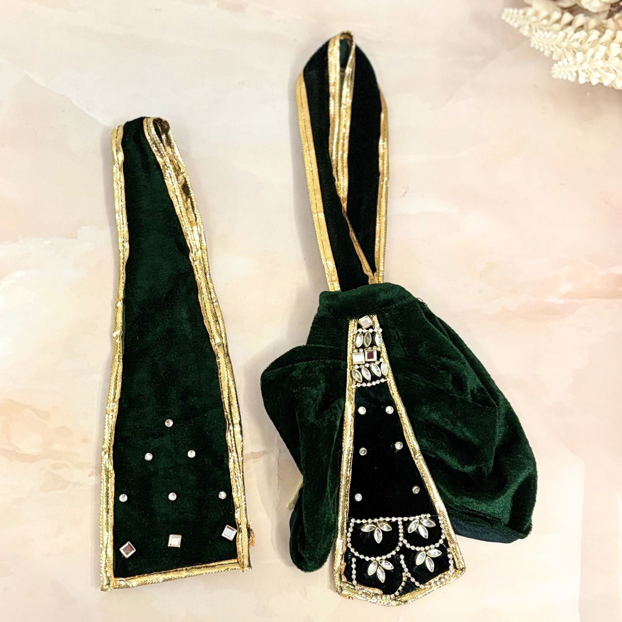Handmade Rajvastra Radha Krishna Kundan Dress - Designer Laddu Gopal Dress, Kanha Ji Poshak, Bal Gopal Dress for Janmashtami Festival