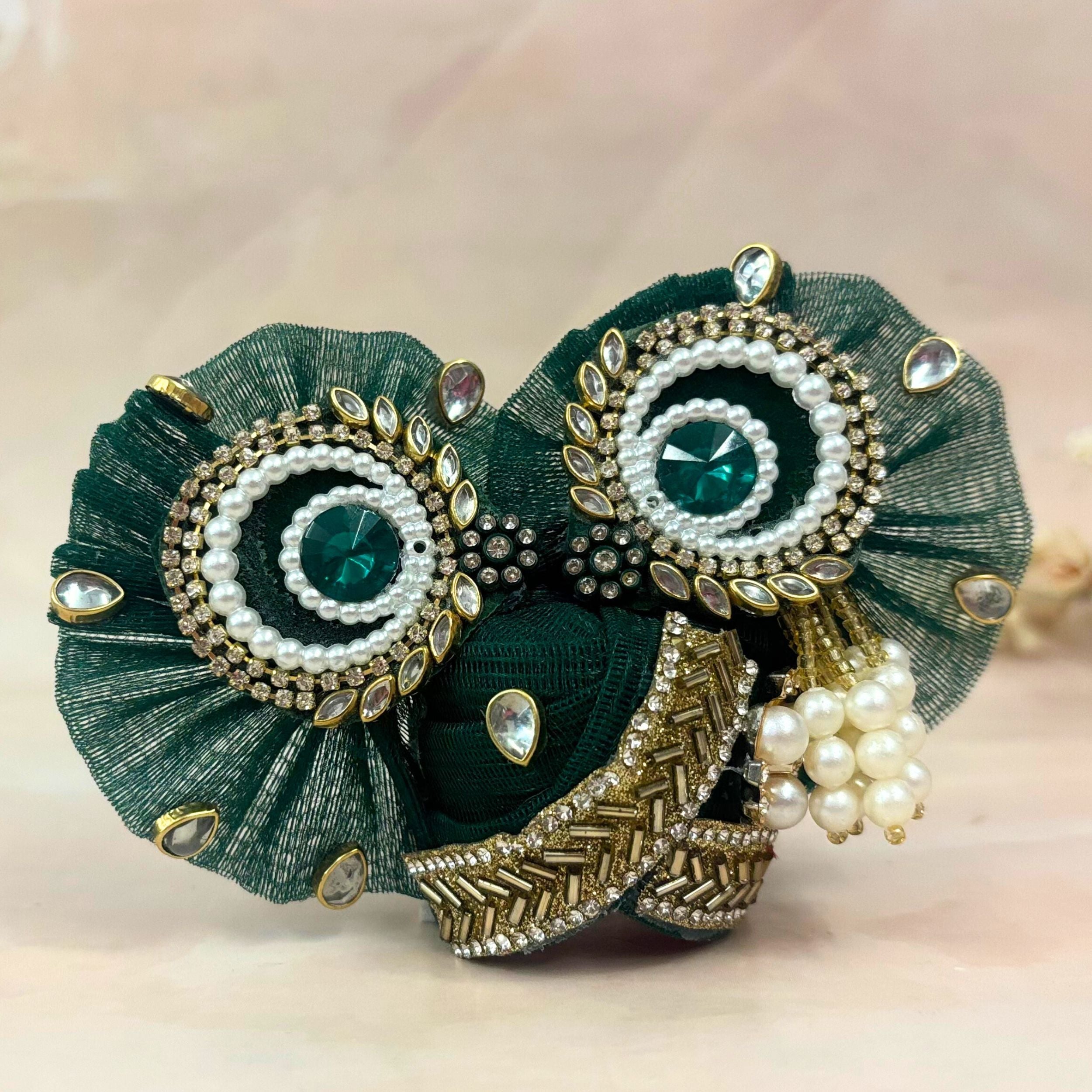 Handmade Rajvastra Radha Krishna Kundan Dress - Designer Laddu Gopal Dress, Kanha Ji Poshak, Bal Gopal Dress for Janmashtami Festival