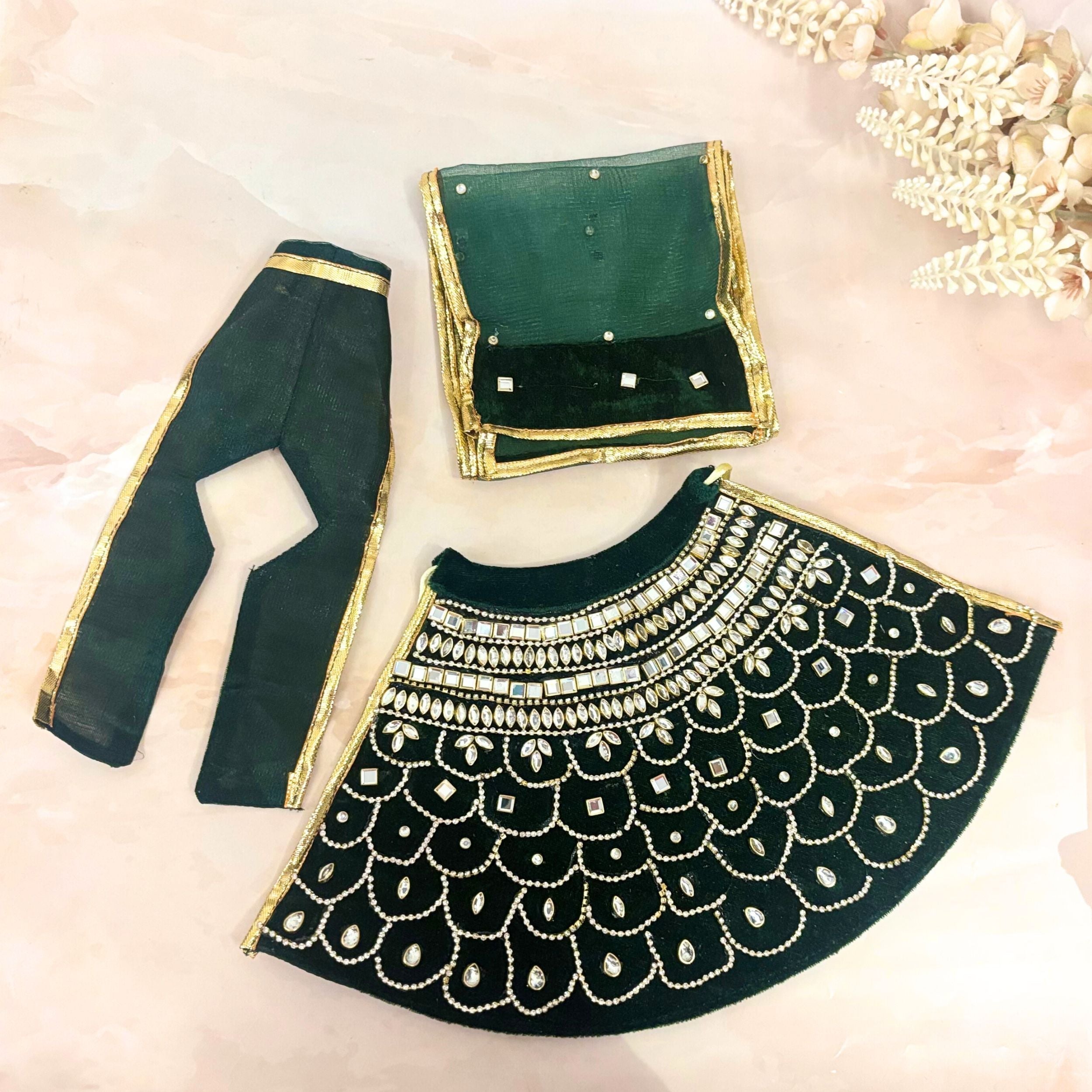Handmade Vaidarbhi Velvet Designer Dress for Laddu Gopal, Kanha Ji & Bal Gopal - Fancy Poshak for Janmashtami Celebrations