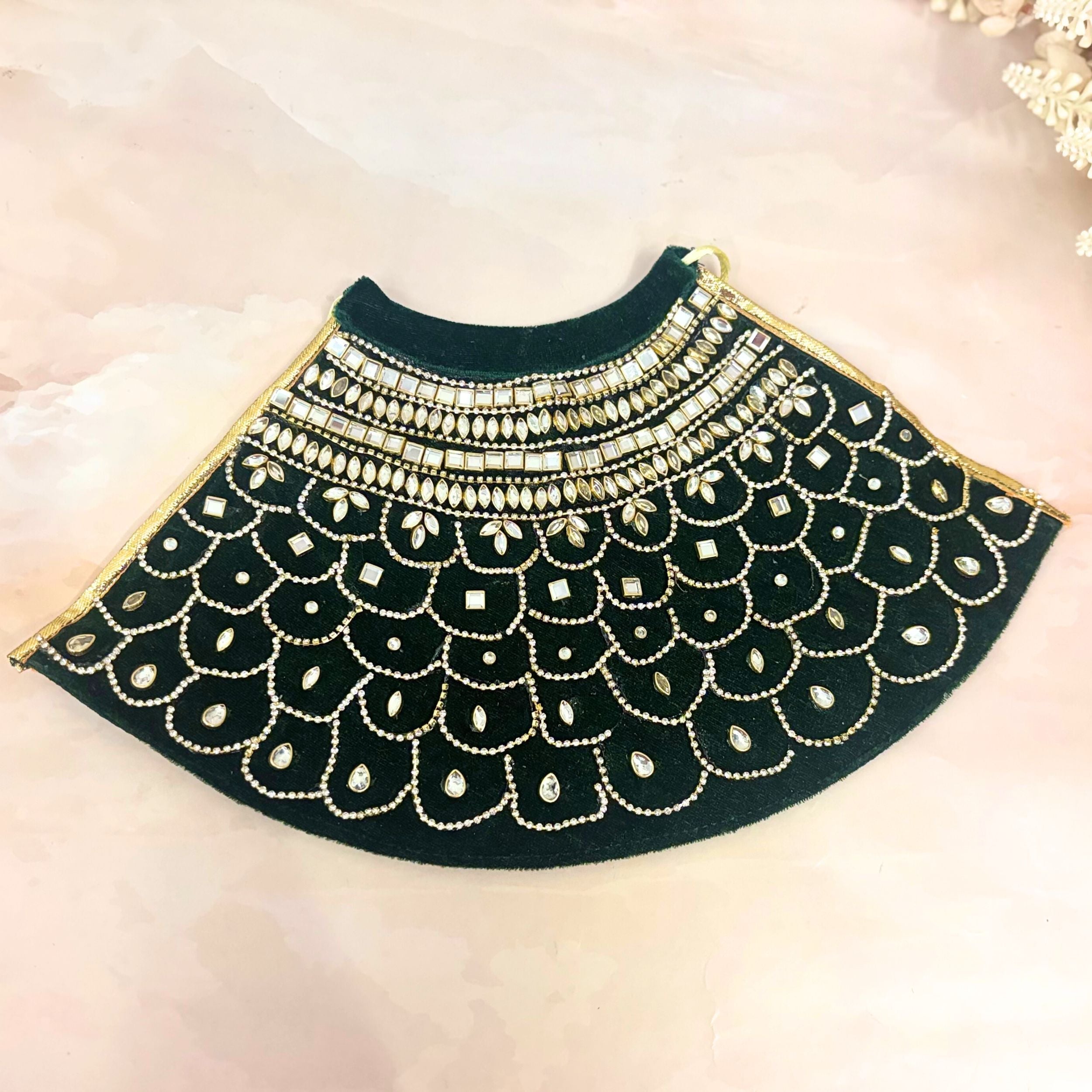Handmade Vaidarbhi Velvet Designer Dress for Laddu Gopal, Kanha Ji & Bal Gopal - Fancy Poshak for Janmashtami Celebrations