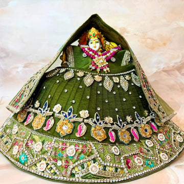Handmade Luxe Padmavati Durga Maa Dress - Designer Laddu Gopal Poshak, Fancy Kanha Ji Dress for Janmashtami, Bal Gopal & Krishna Ji Dress