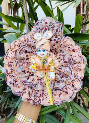 Handmade Summer Floral Lace Dress for Laddu Gopal Ji with Pagdi & Choli | Designer Kanha Ji Poshak | Fancy Bal Gopal Dress for Janmashtami